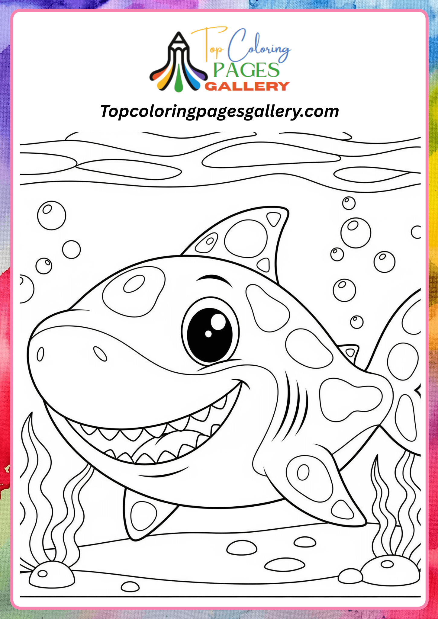 funny shark coloring page