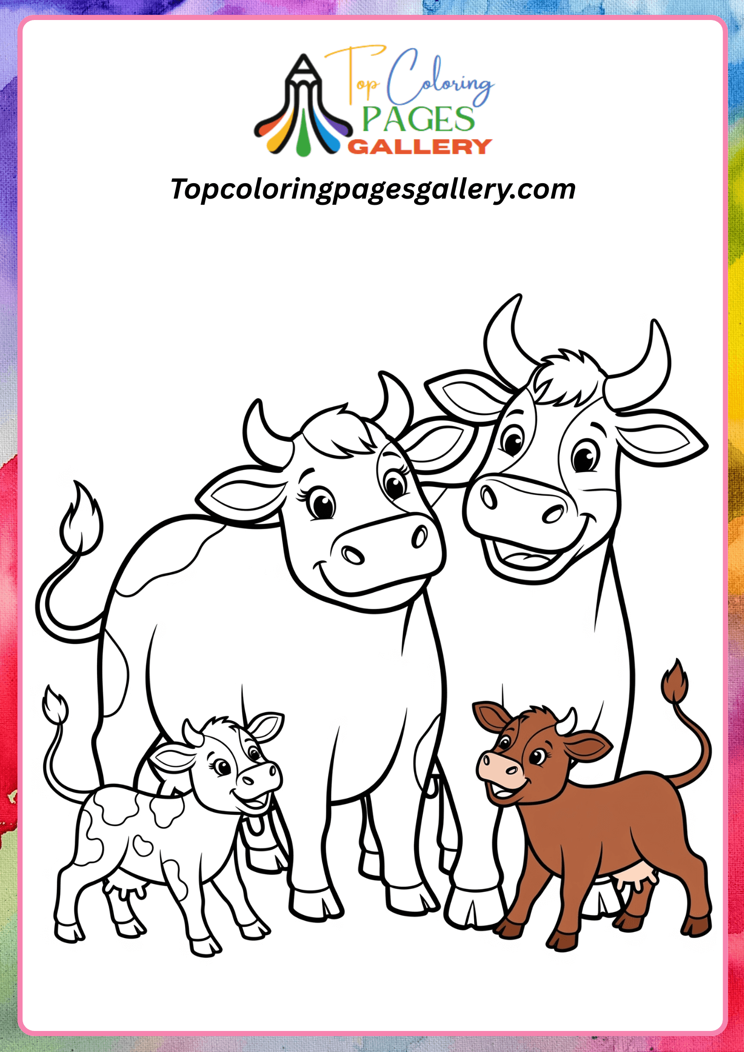 cow family coloring page