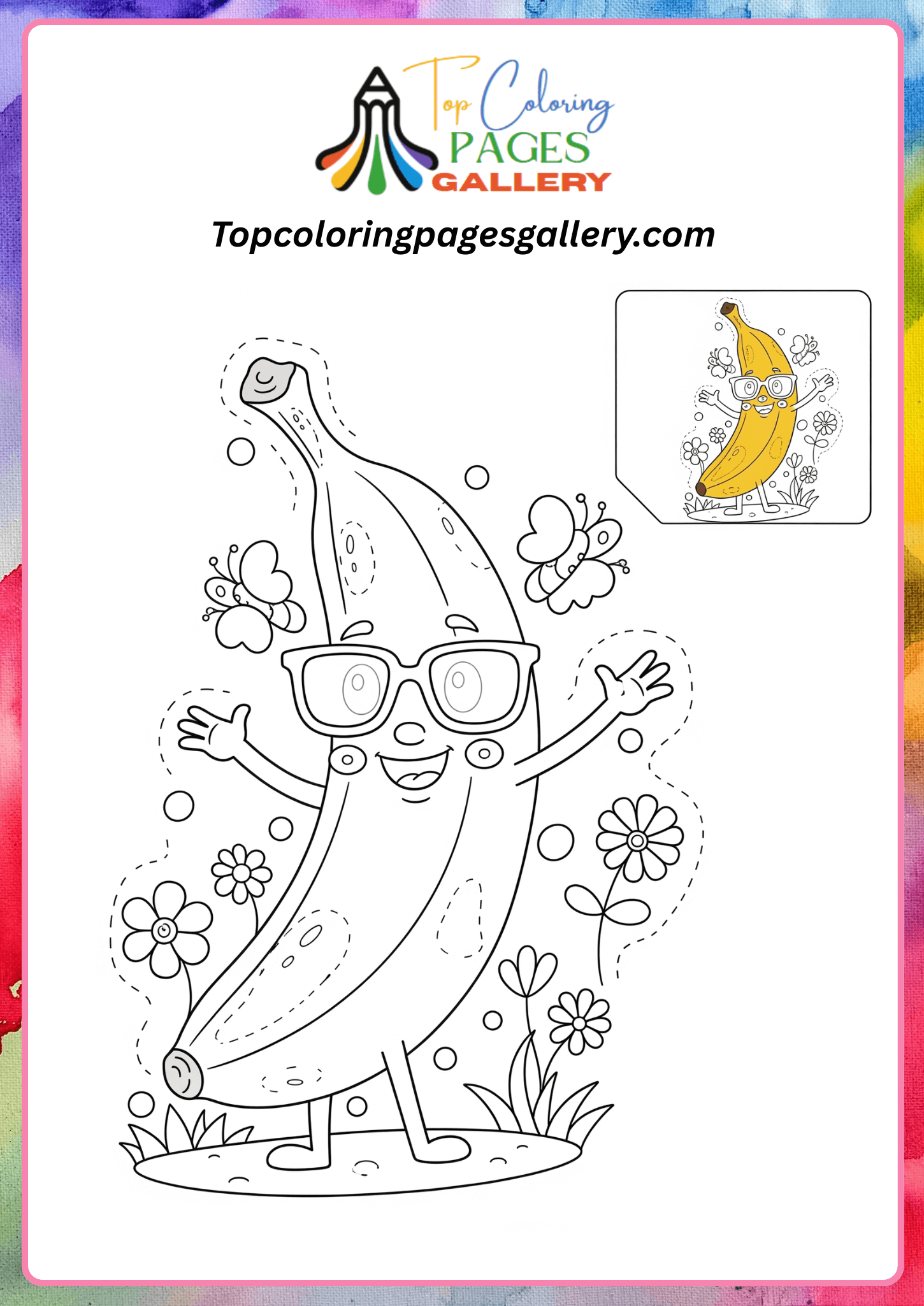 banana coloring page free