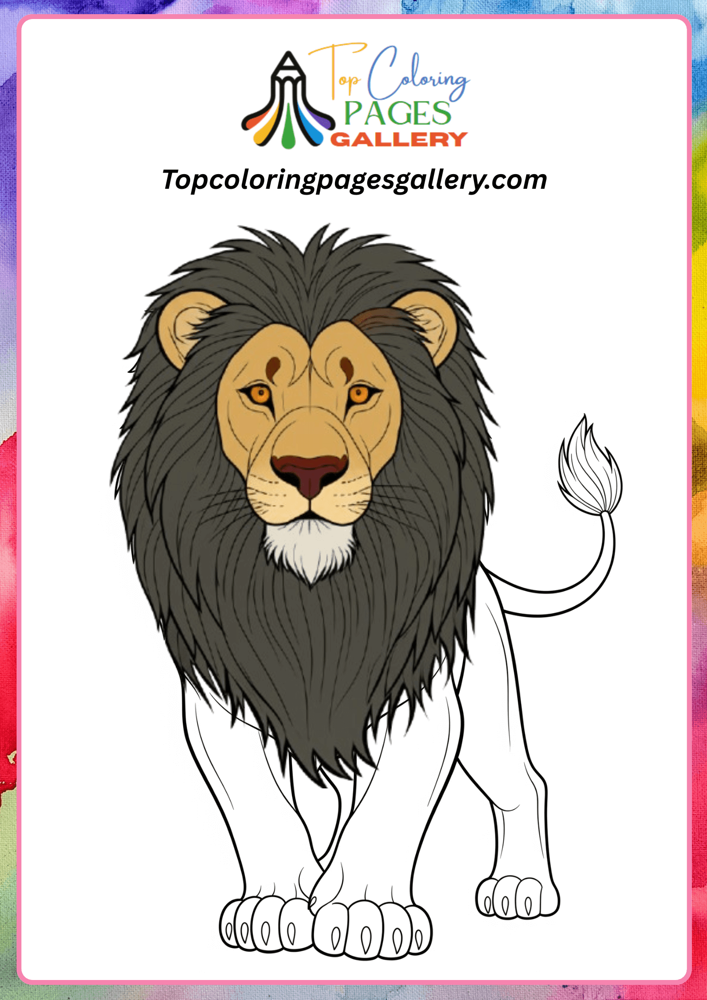 half lion coloring picture