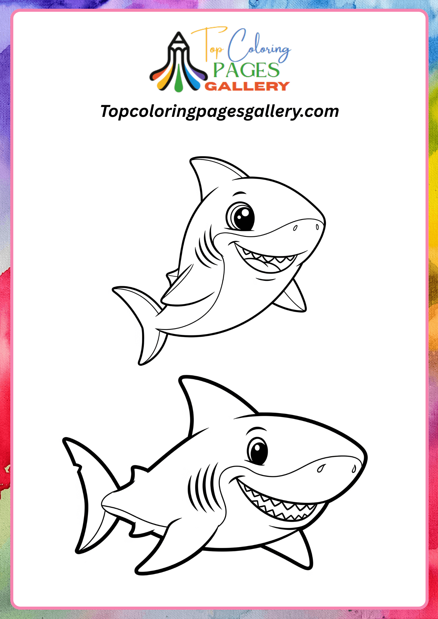 Cute shark coloring page
