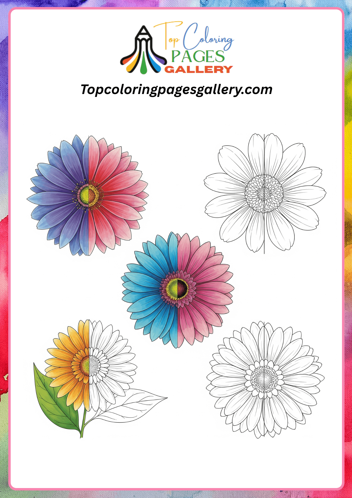 multiple flowers coloring page