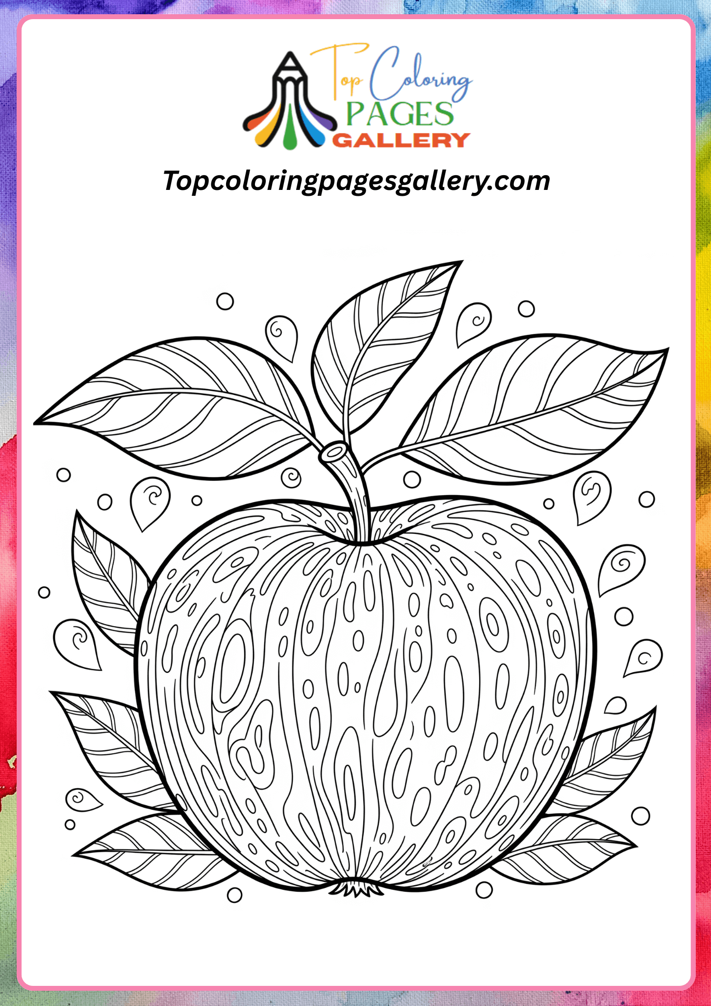 apple coloring page with leaves