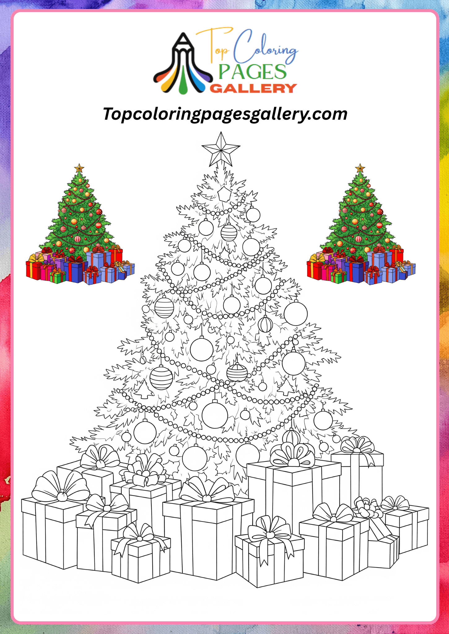 realistic christmas tree coloring pdf
