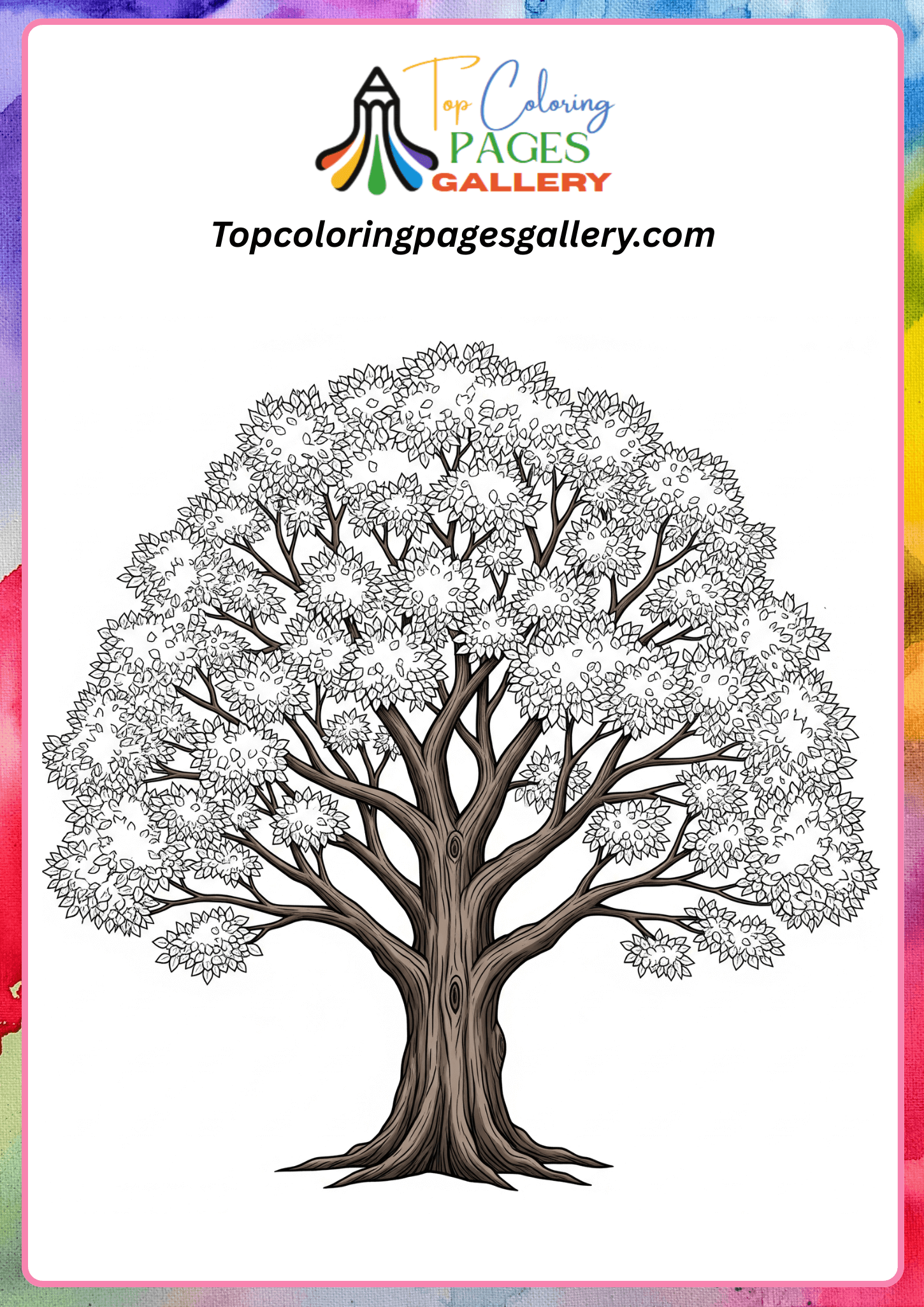 large tree coloring page