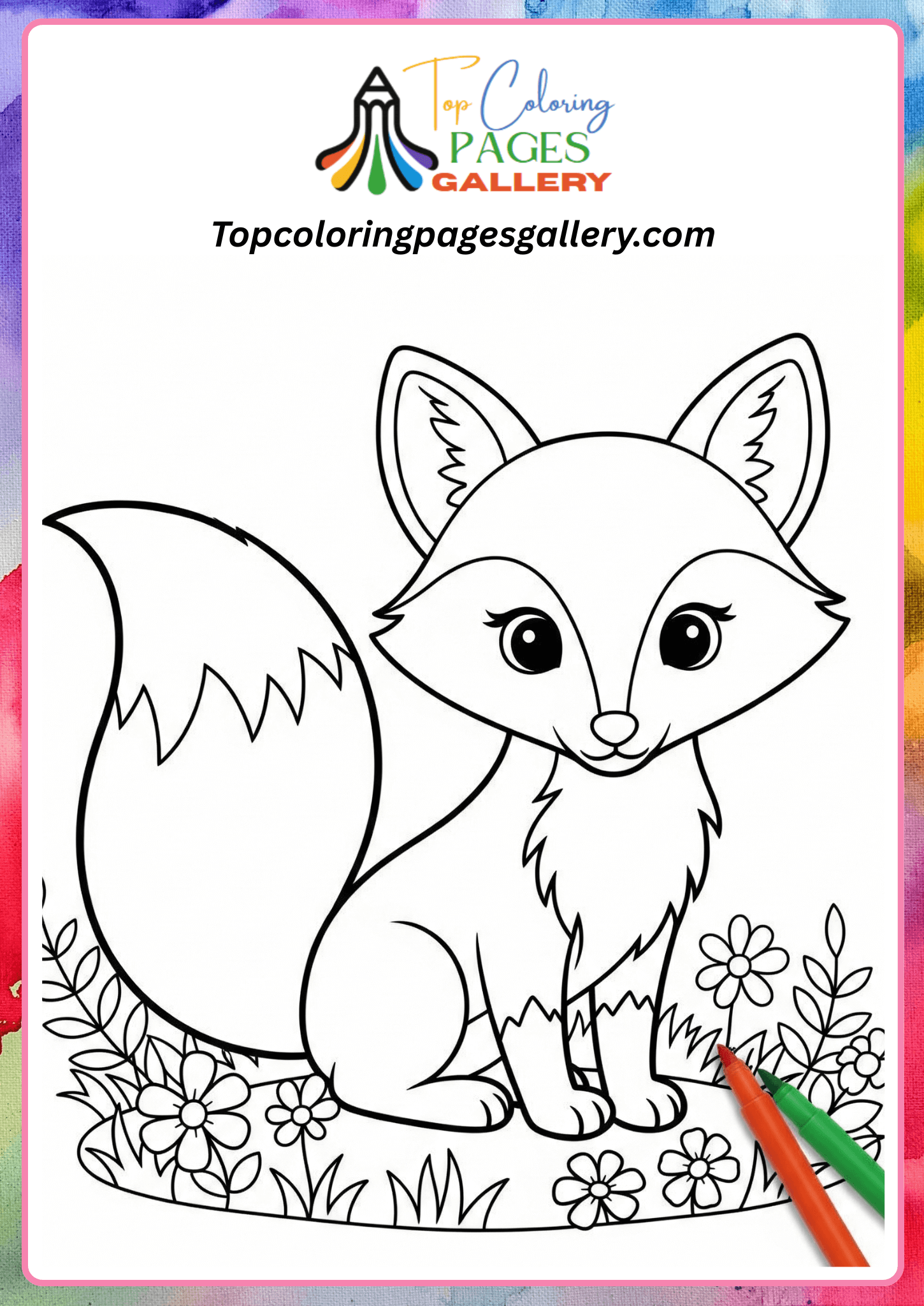 child fox coloring page