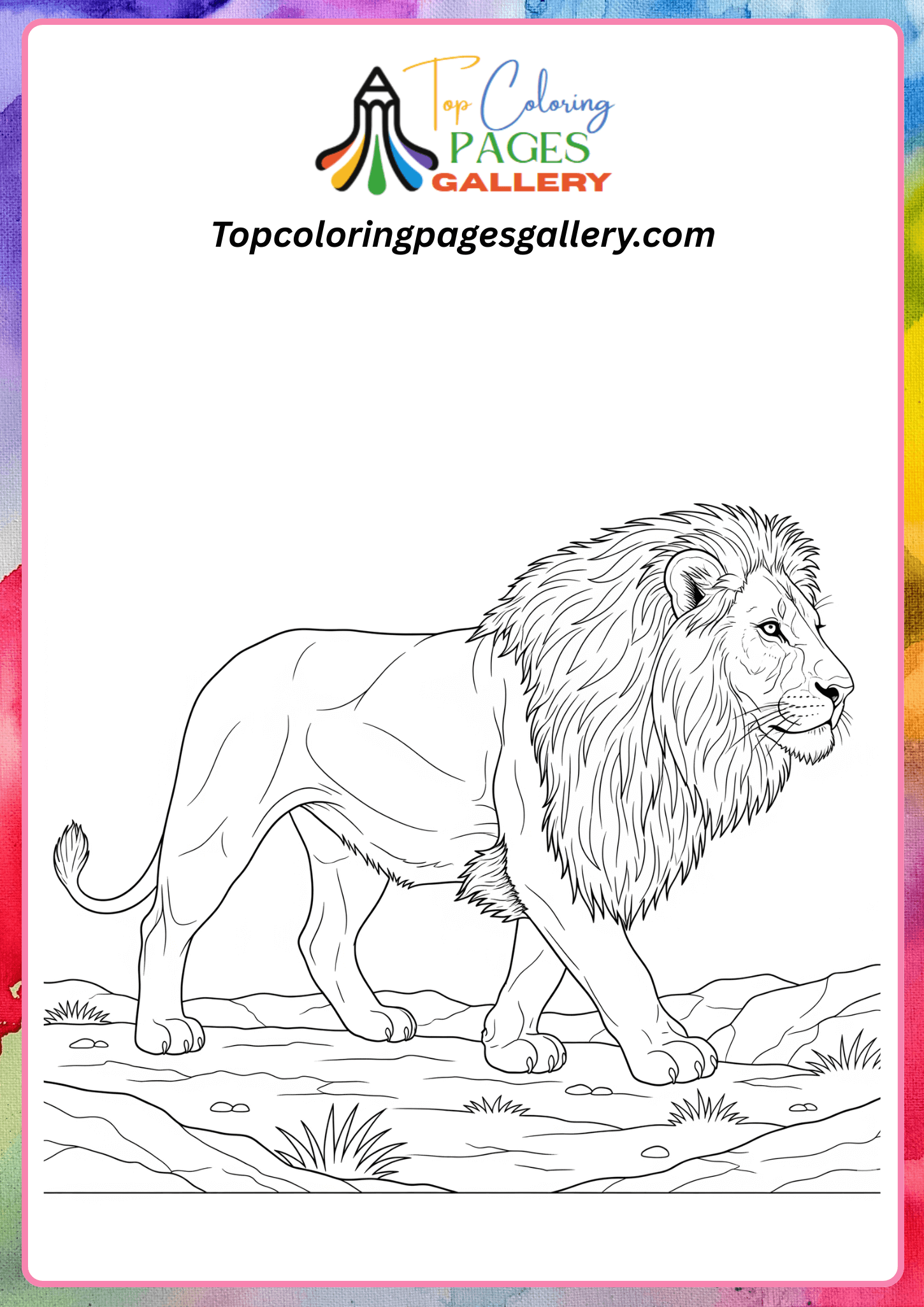 Lion in jungle coloring