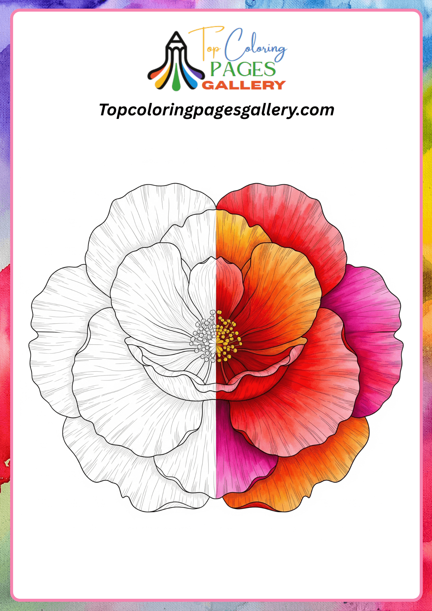 Half flower coloring page