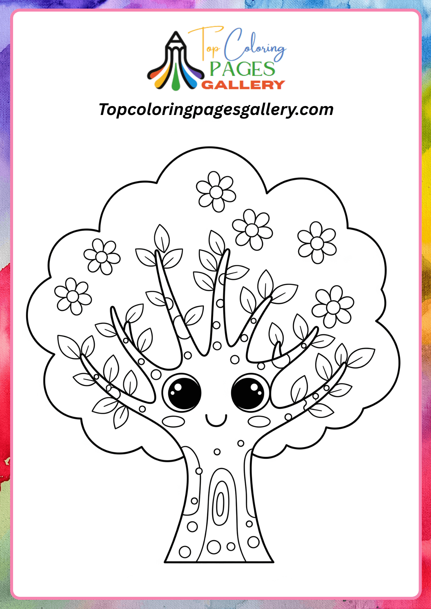 cute tree coloring page