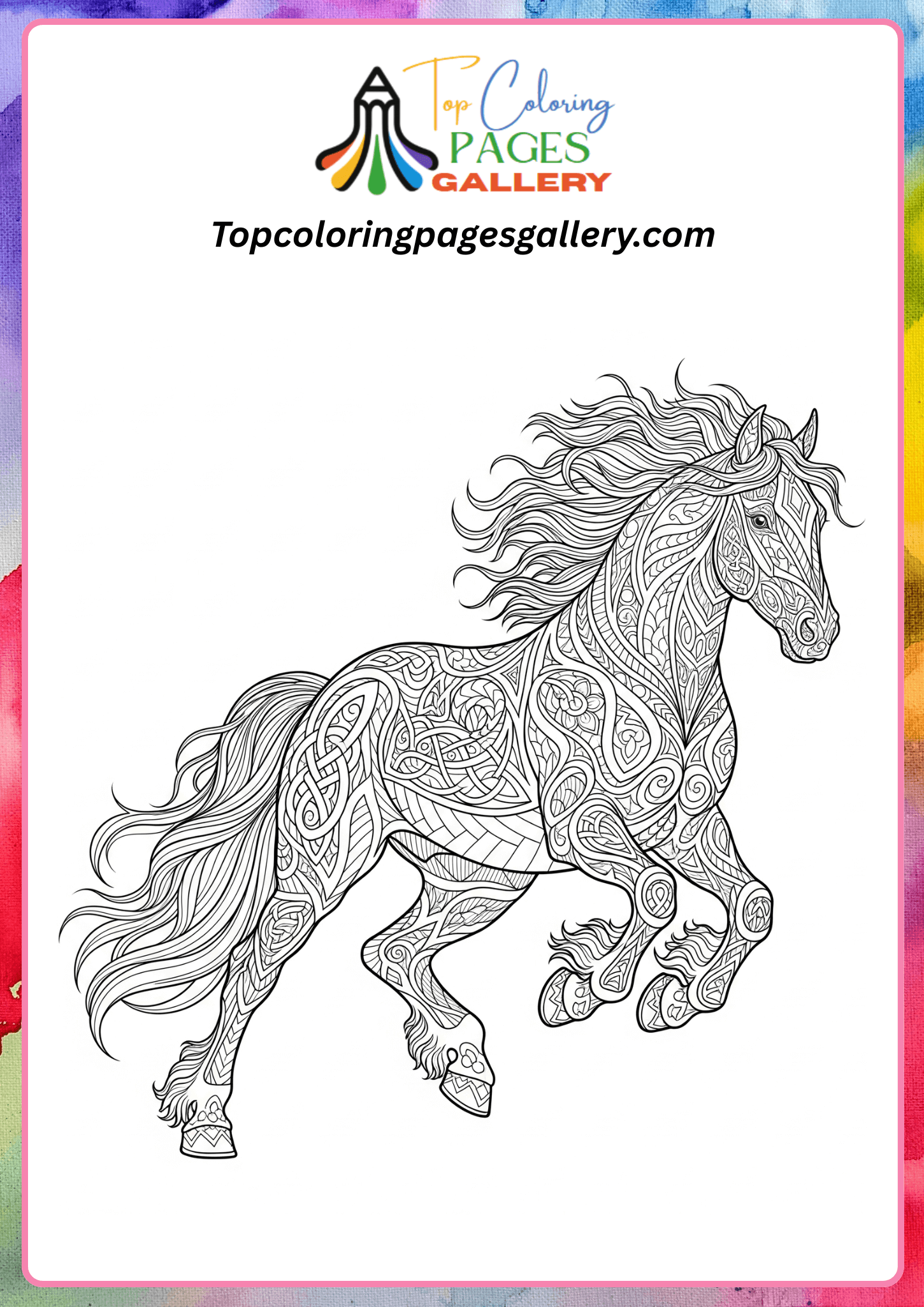 horse coloring page for adults