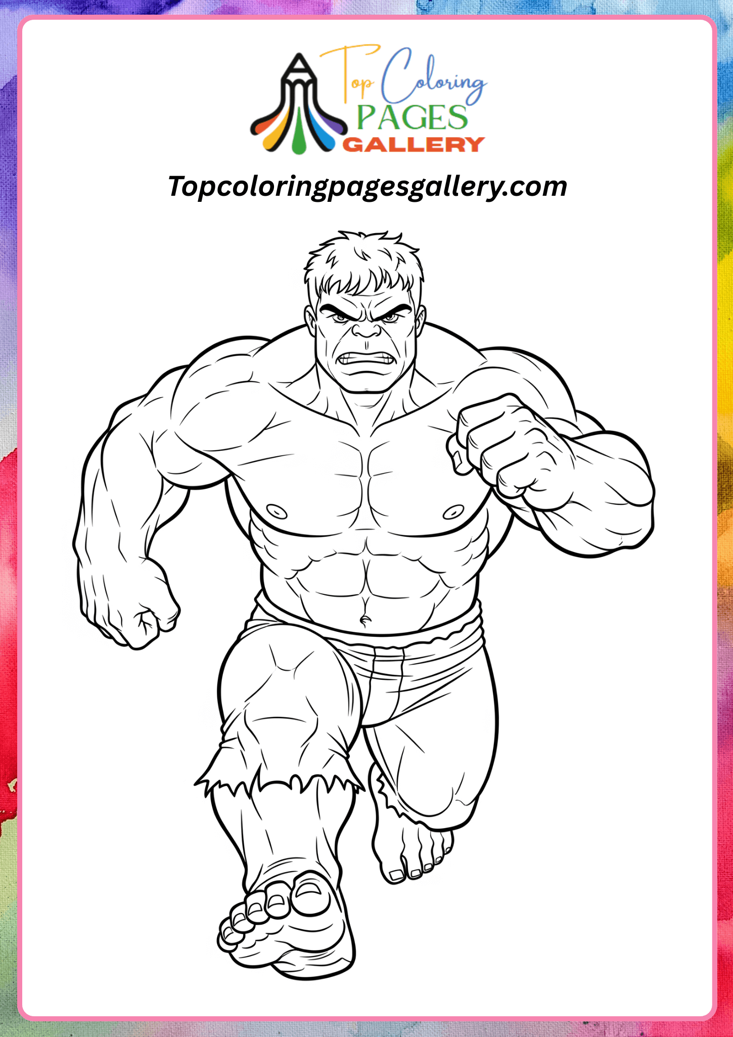 hulk running coloring page