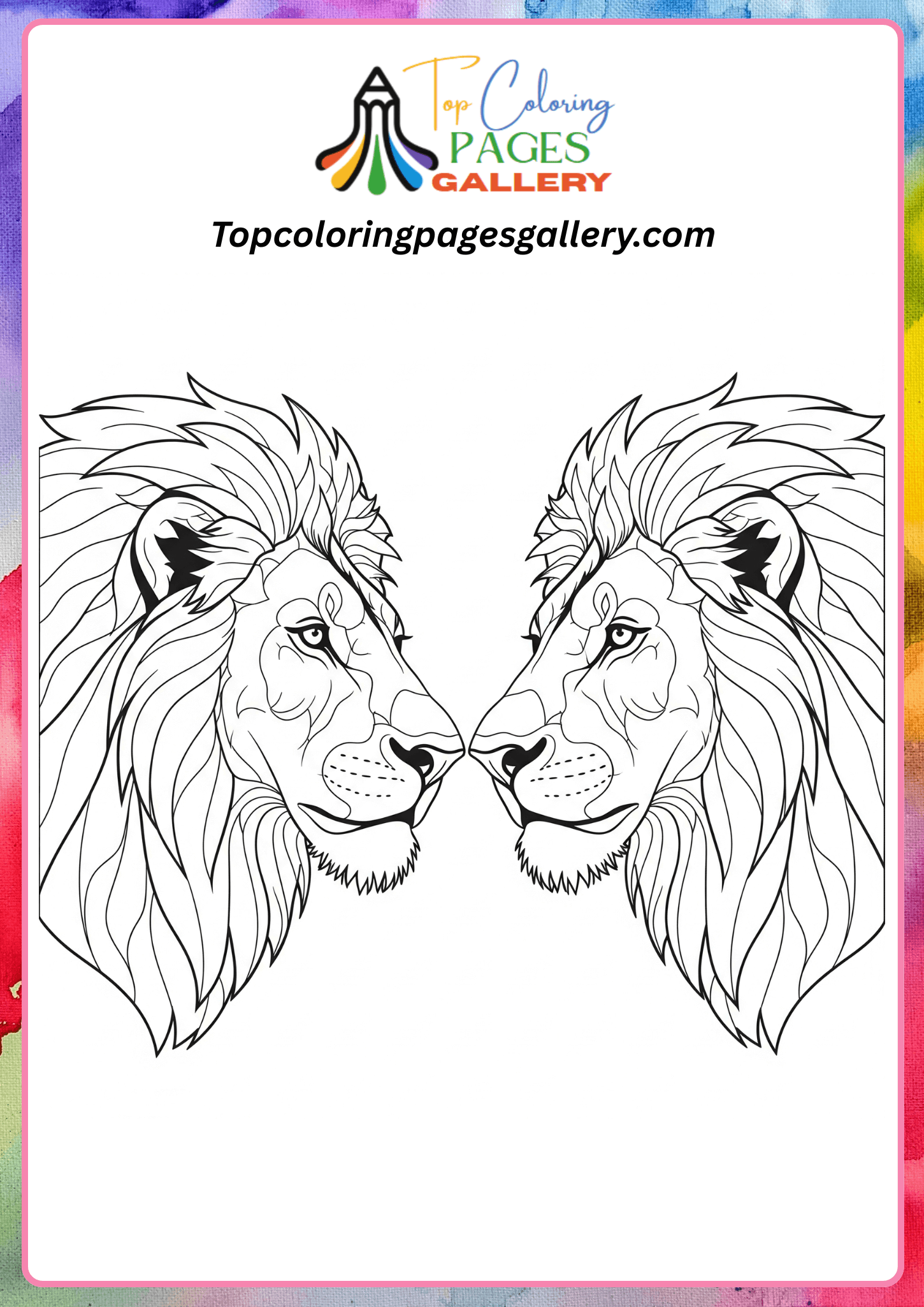 two lions coloring page