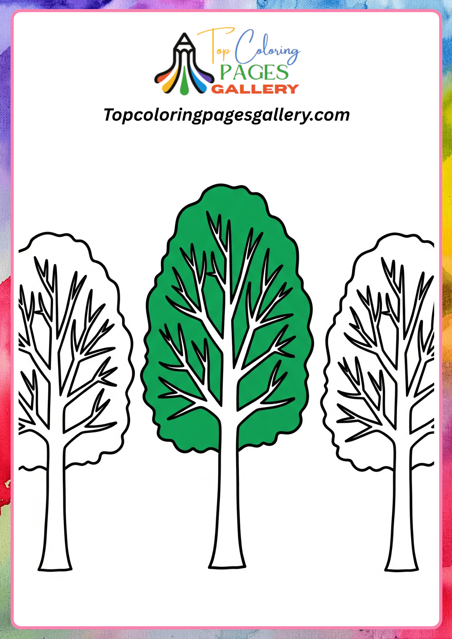trees coloring page for kids