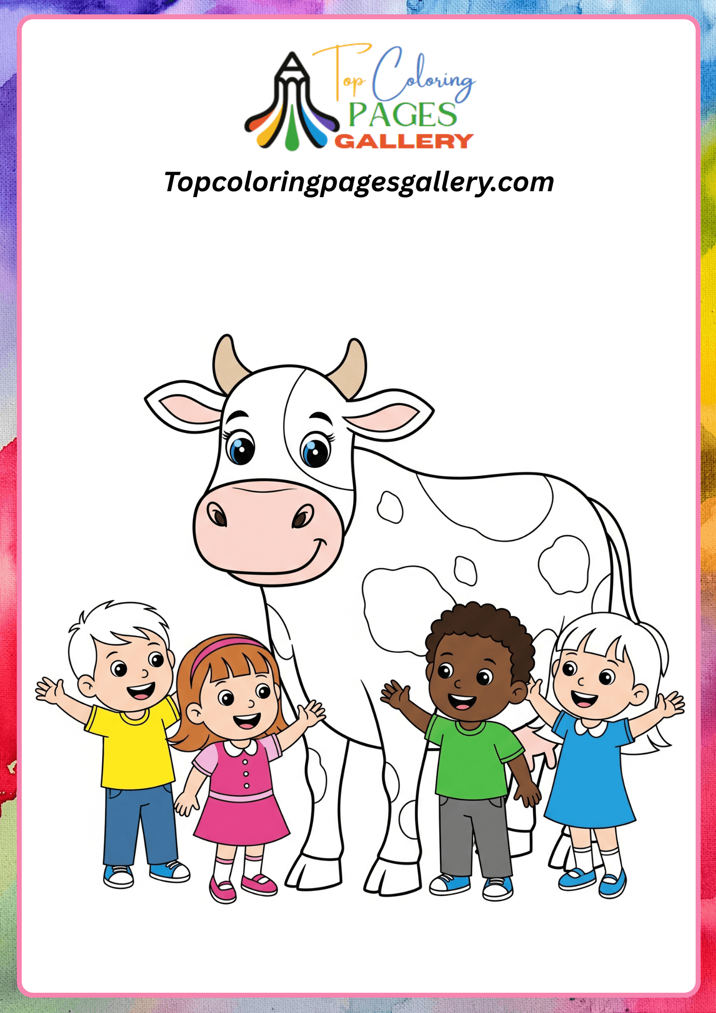 cow coloring page for kids