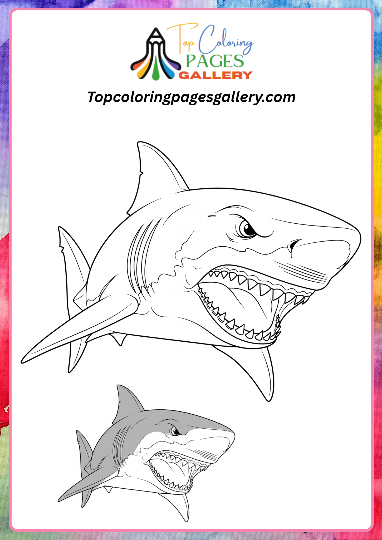 full scary shark coloring pdf