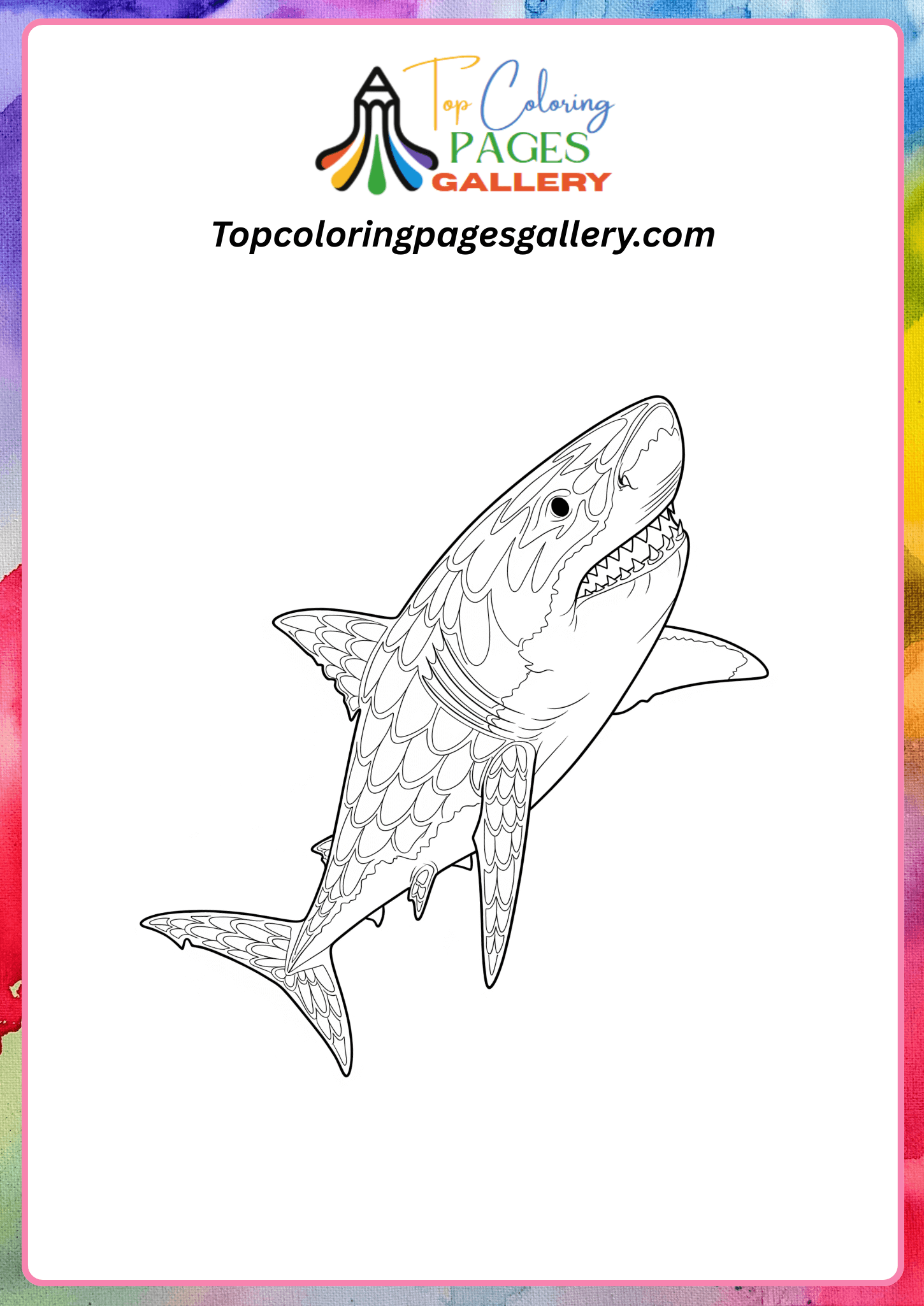 great white shark coloring page