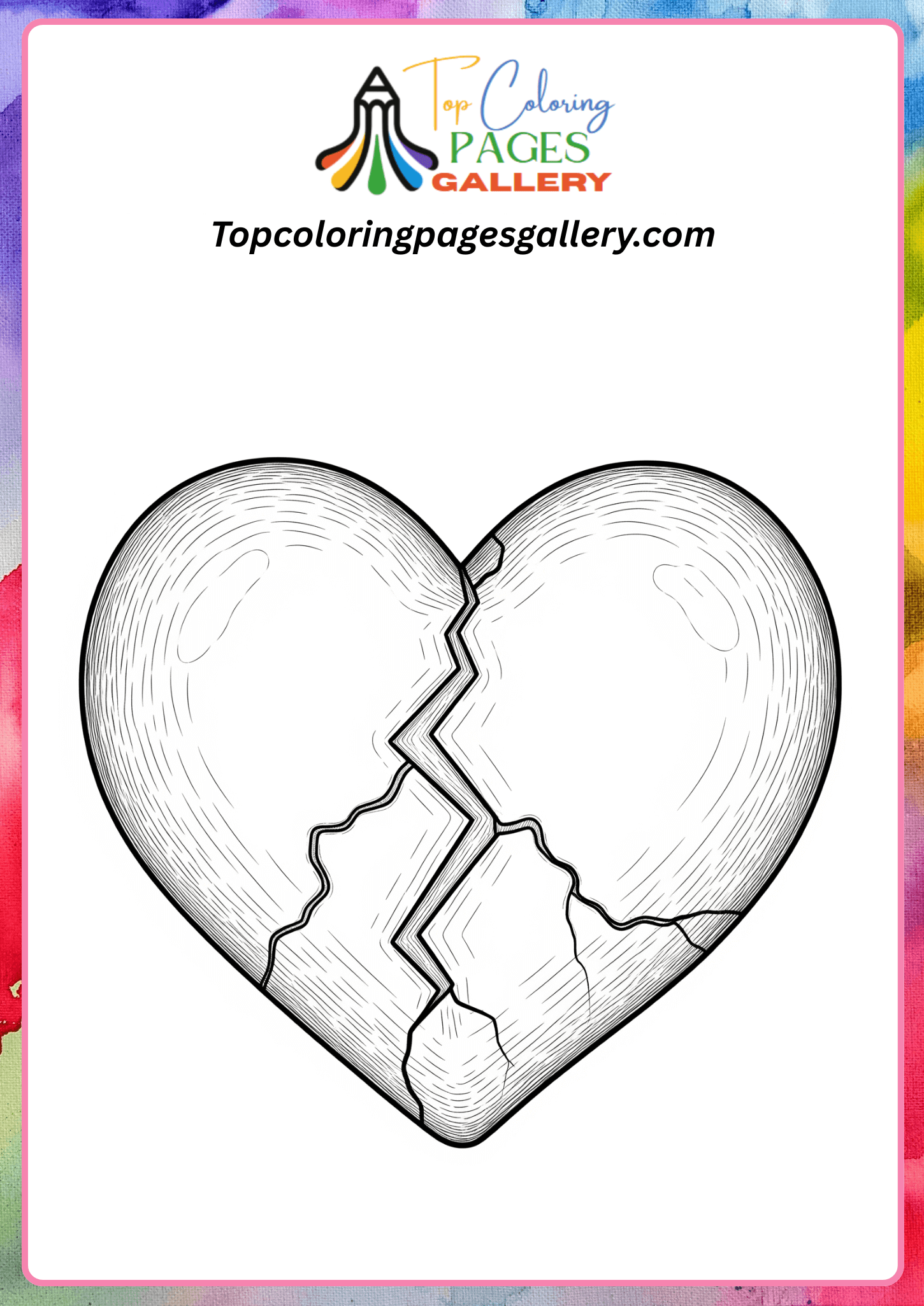 broken heart coloring page