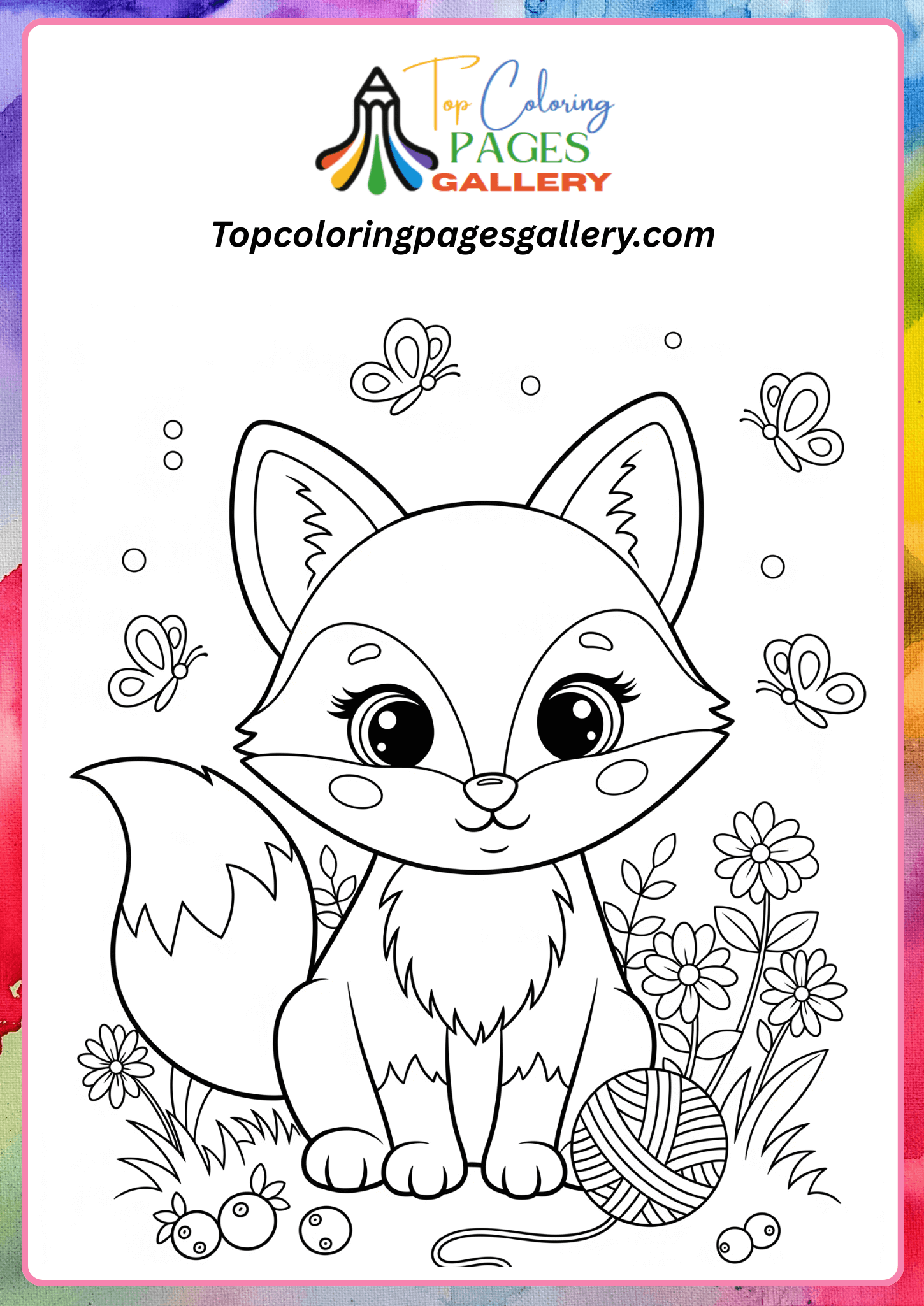 cute fox coloring page for kids