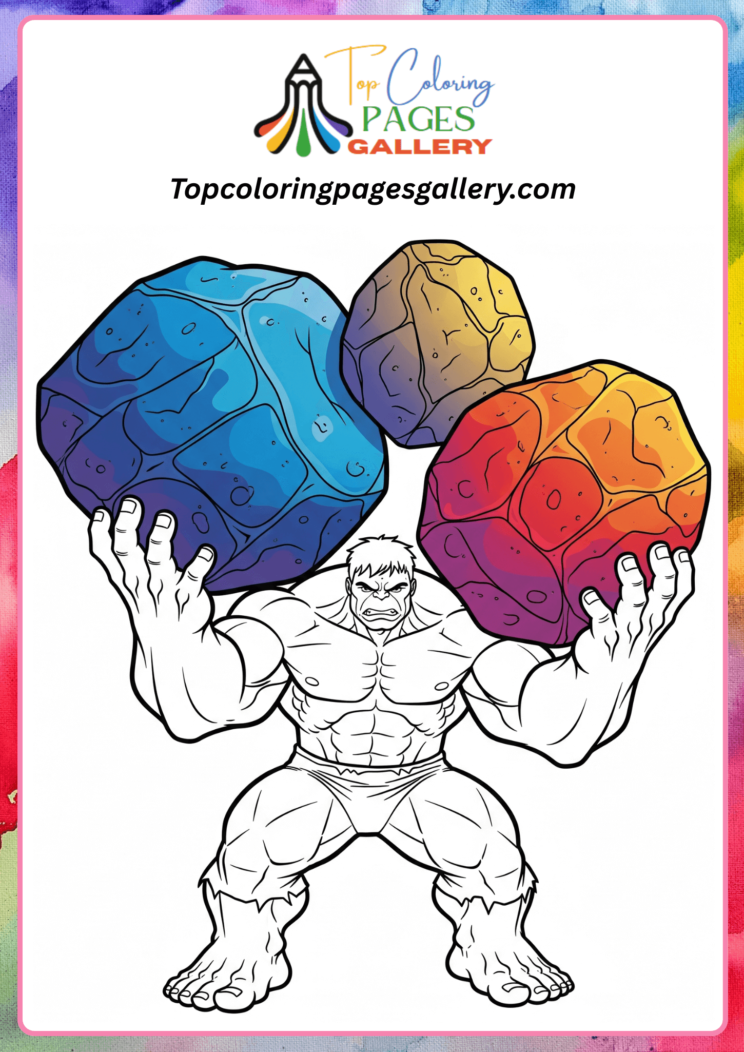 Hulk lifting rocks coloring page