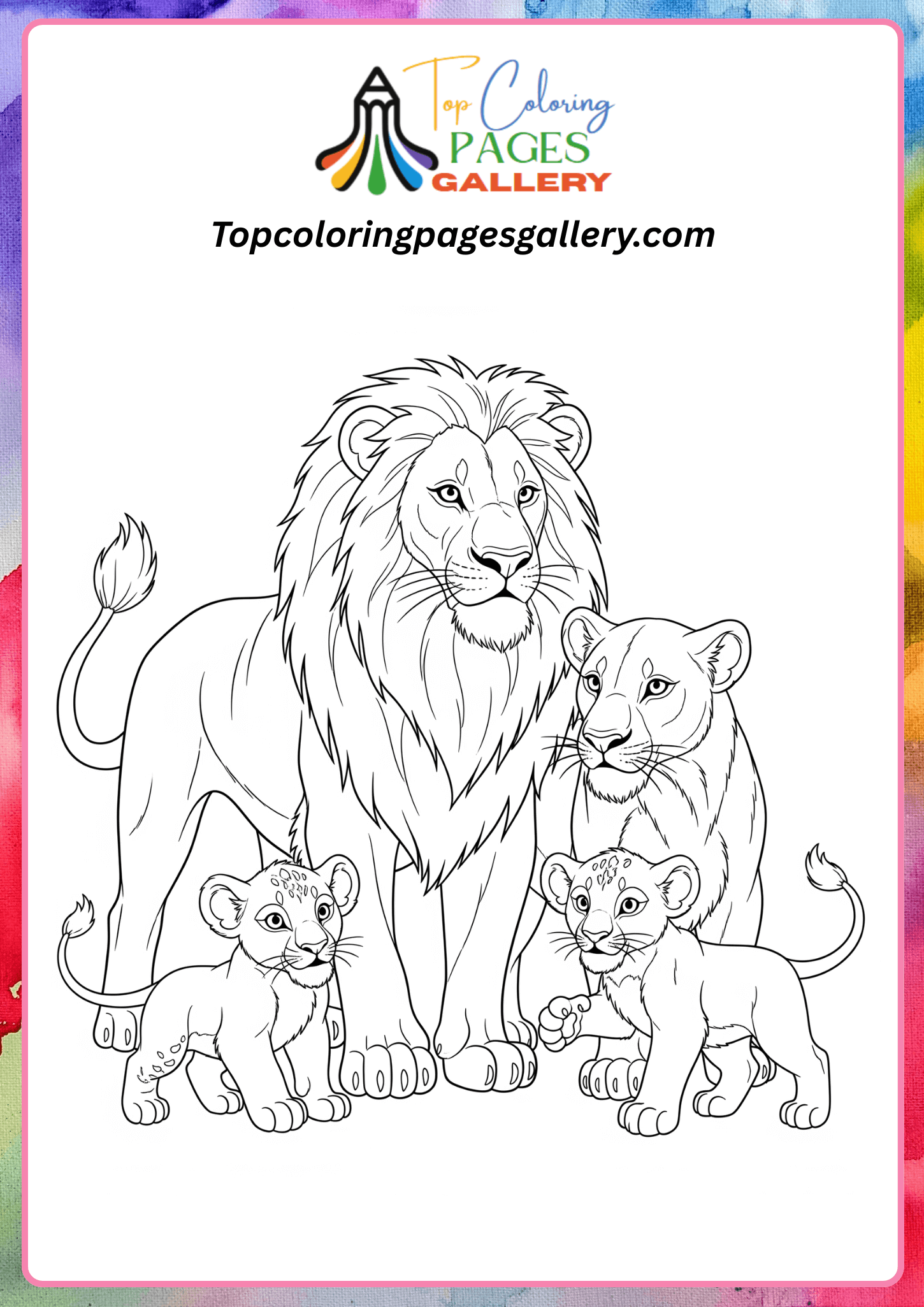 lion family coloring page