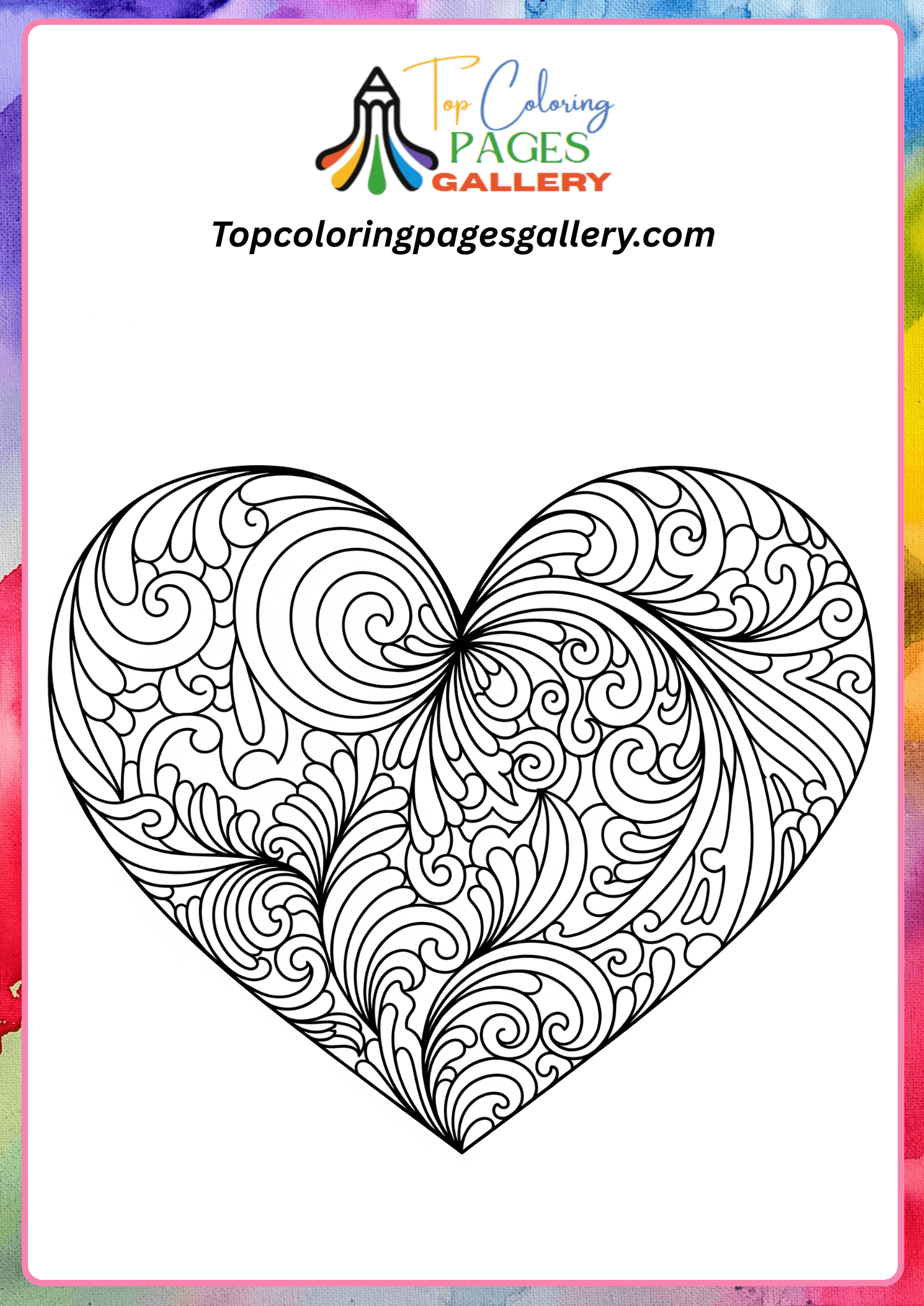 stylish heart coloring page