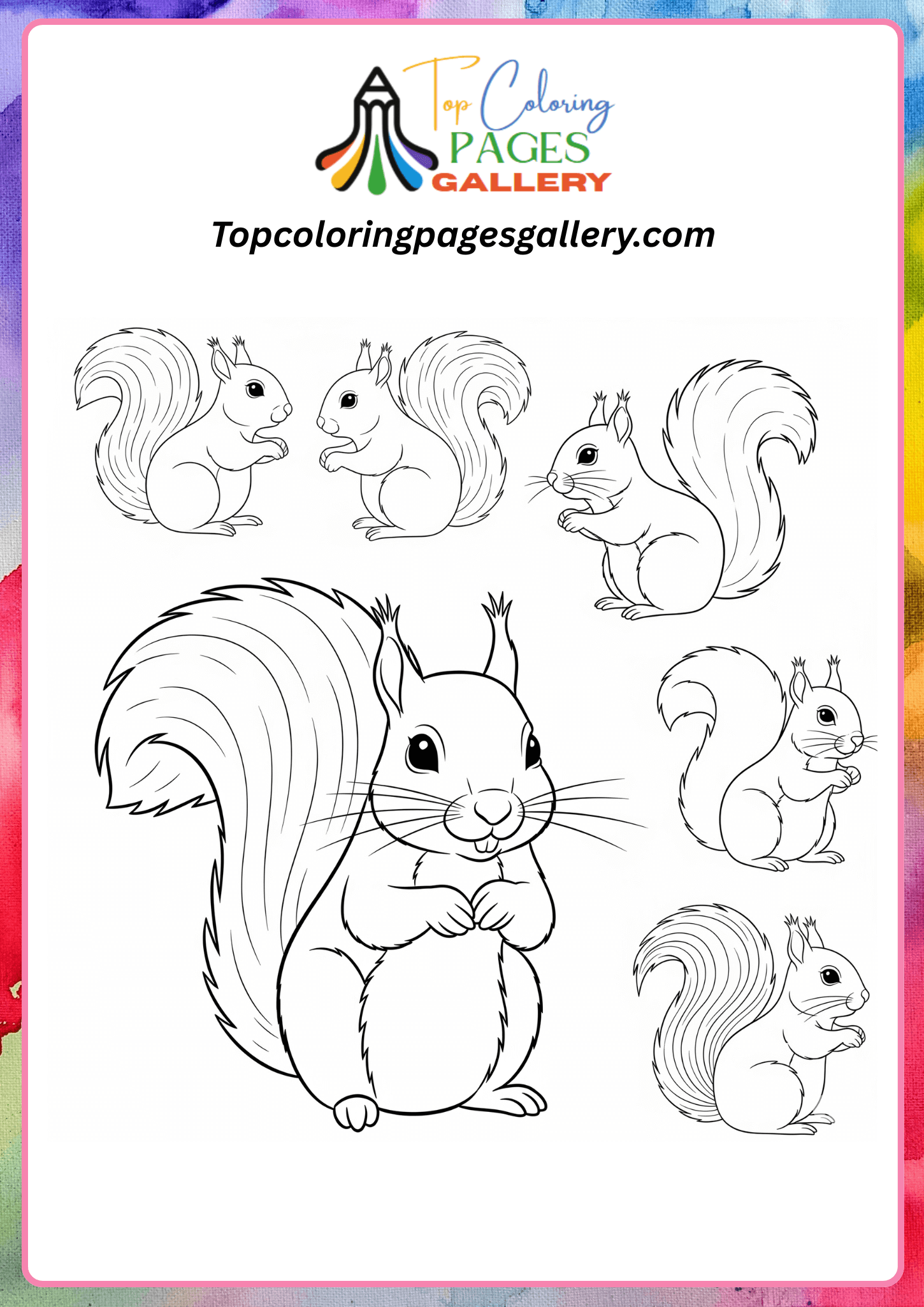Cute squirrel coloring page