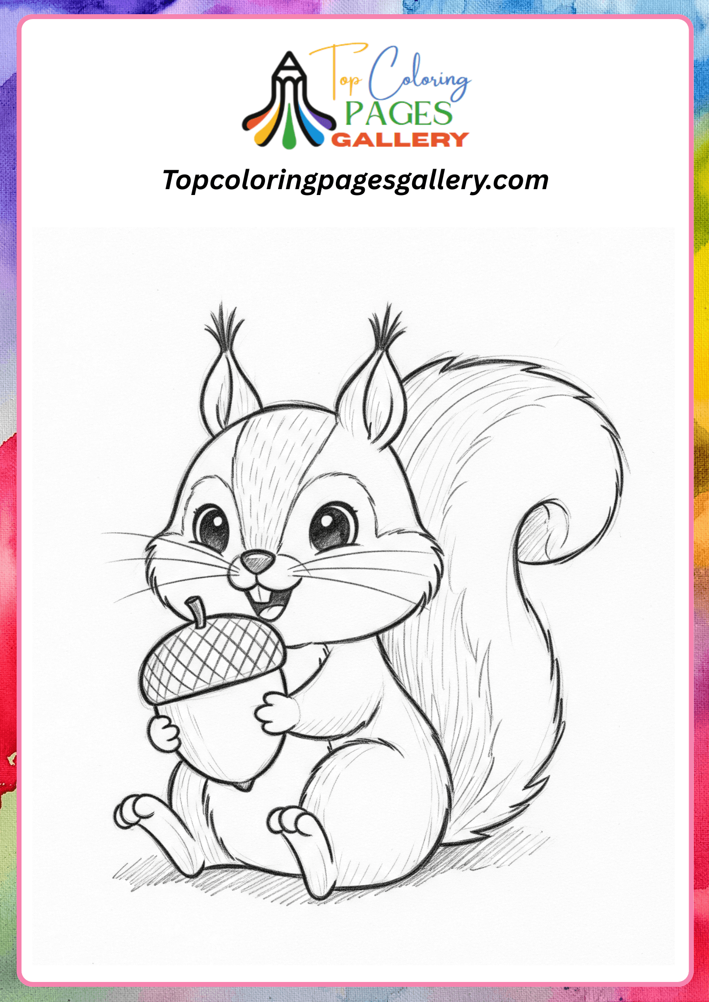 Cute cartoon squirrel holding an acorn