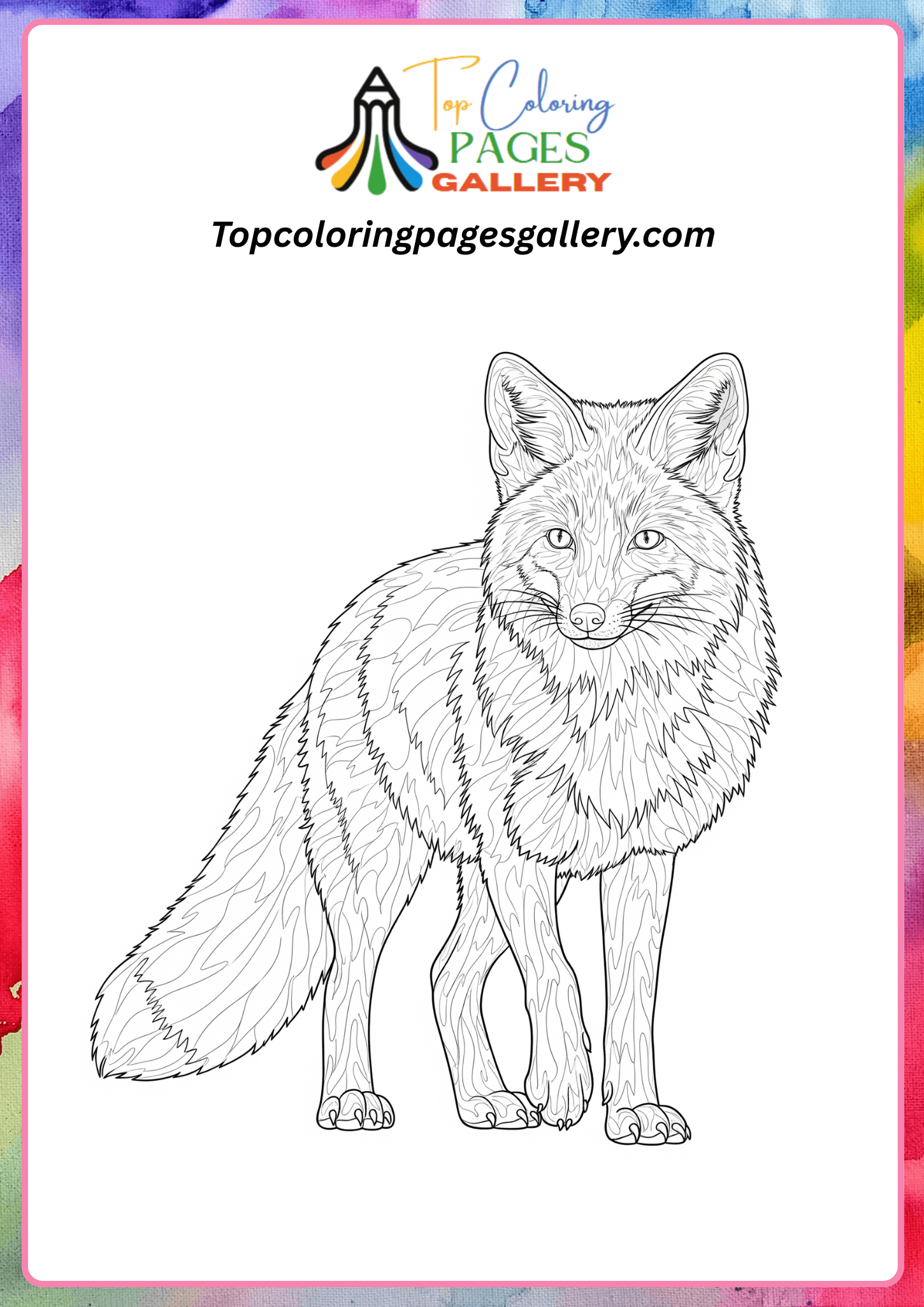 Realistic fox coloring page