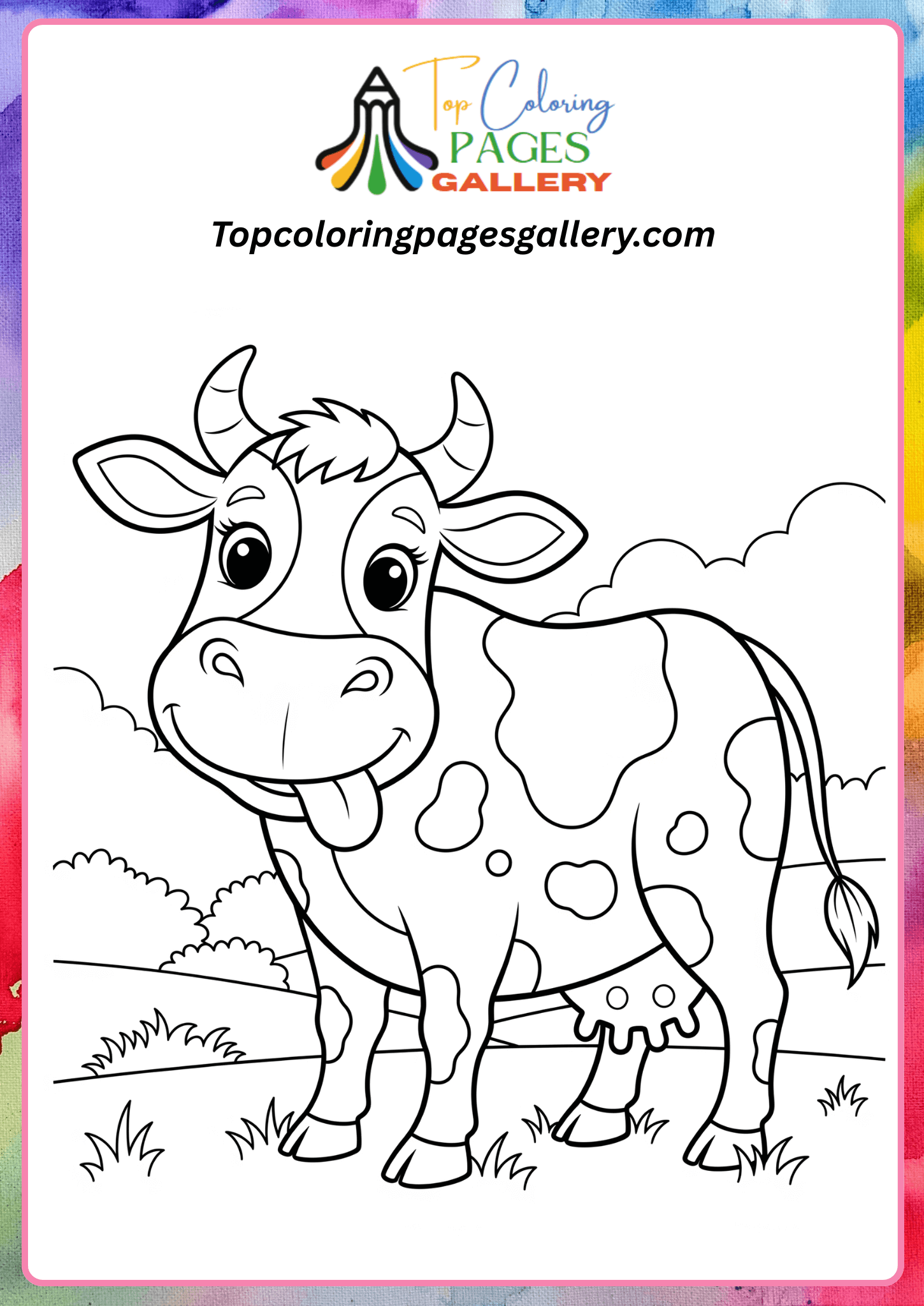 Cute cow coloring page
