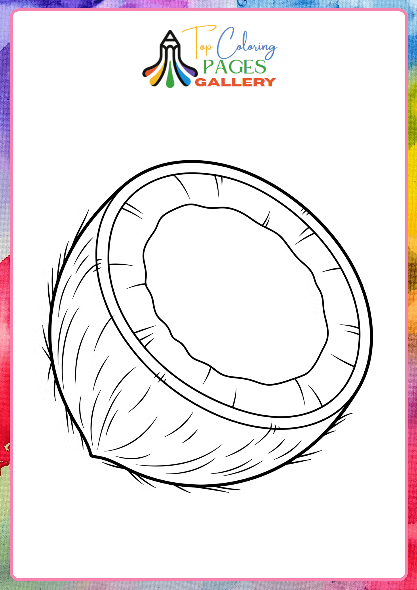 Half Coconut Coloring Page