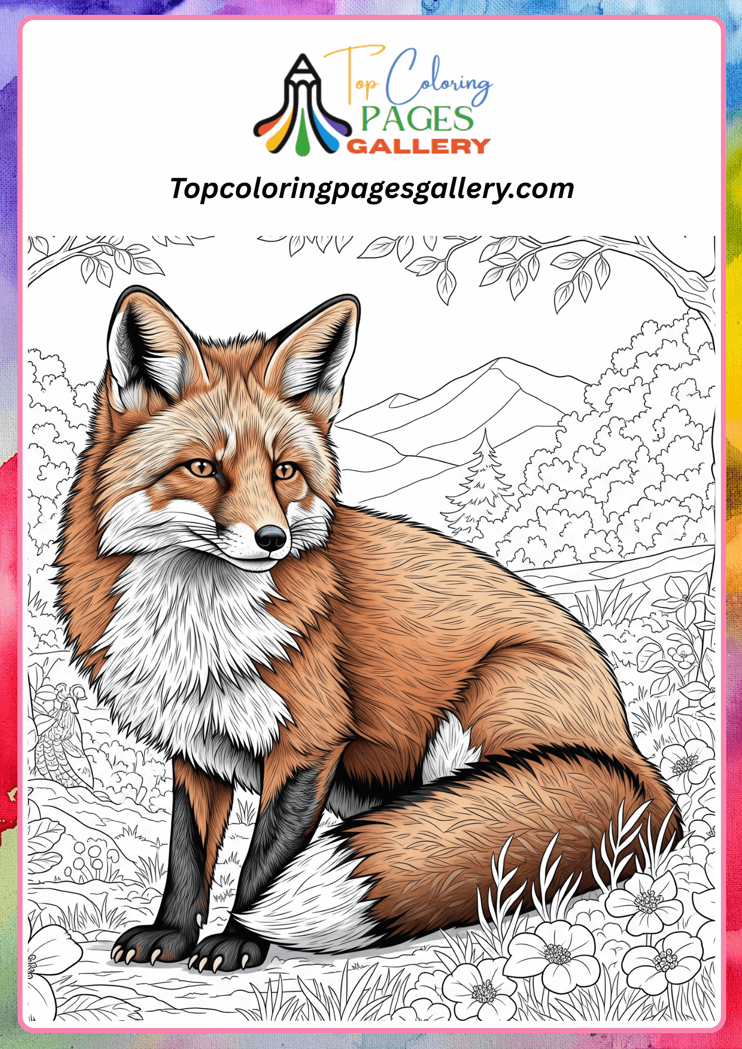 fox coloring page realistic