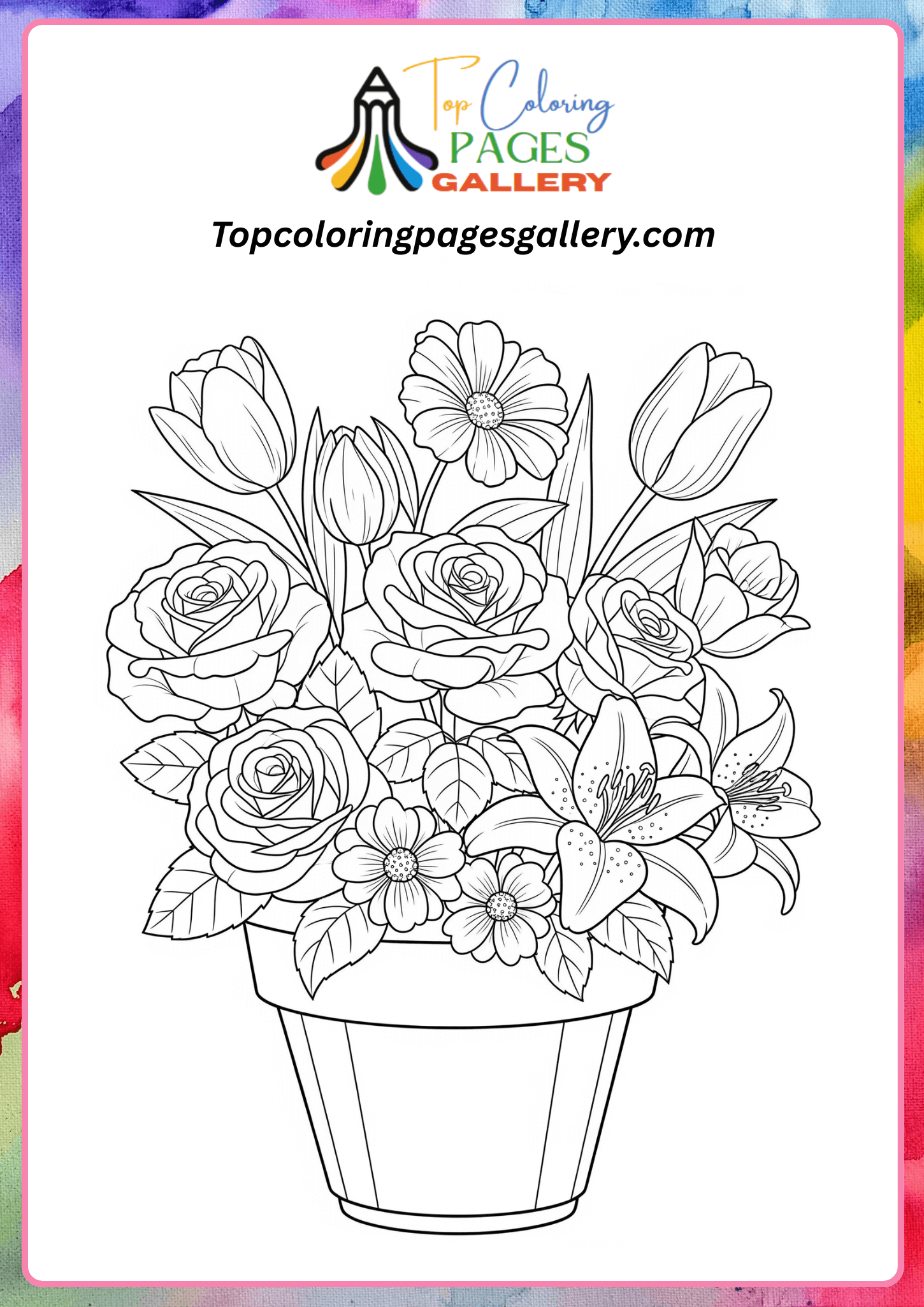 flower pot coloring page printable