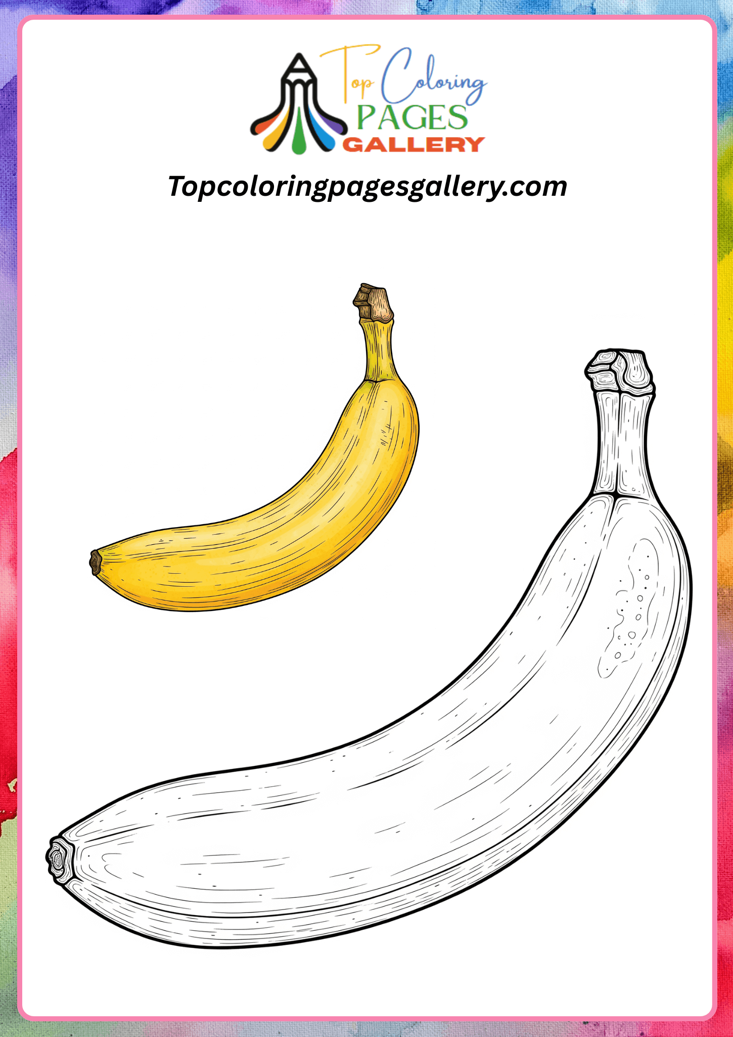 Realistic banana coloring page