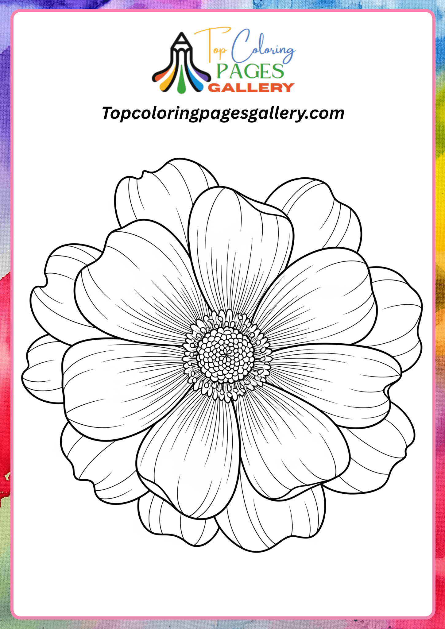 easy flower coloring page free
