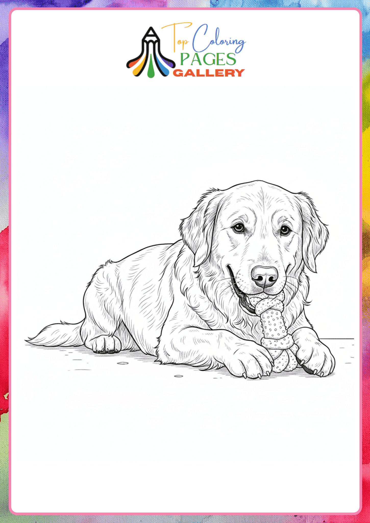 dog eating toy coloring page