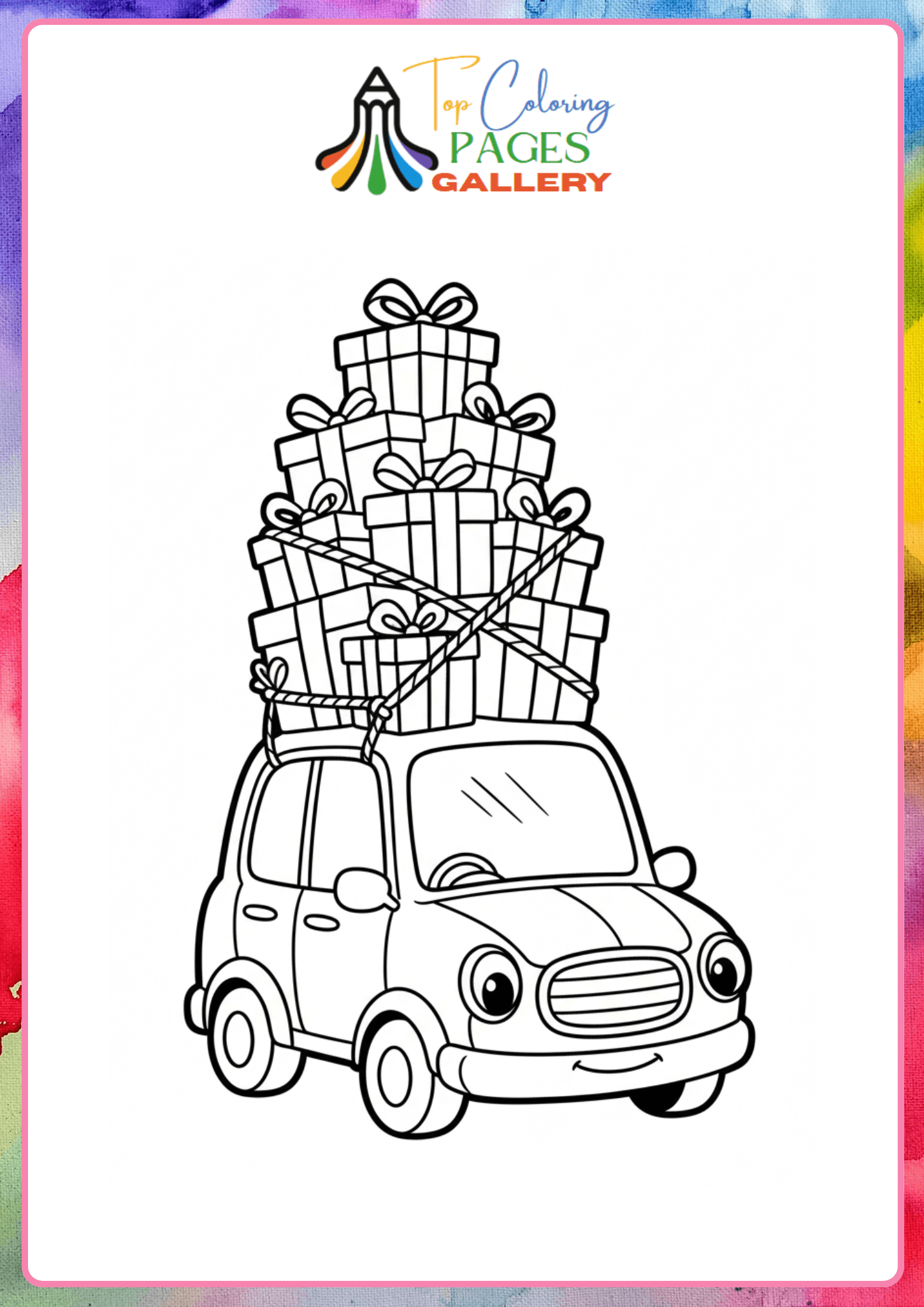 car with gifts coloring pdf