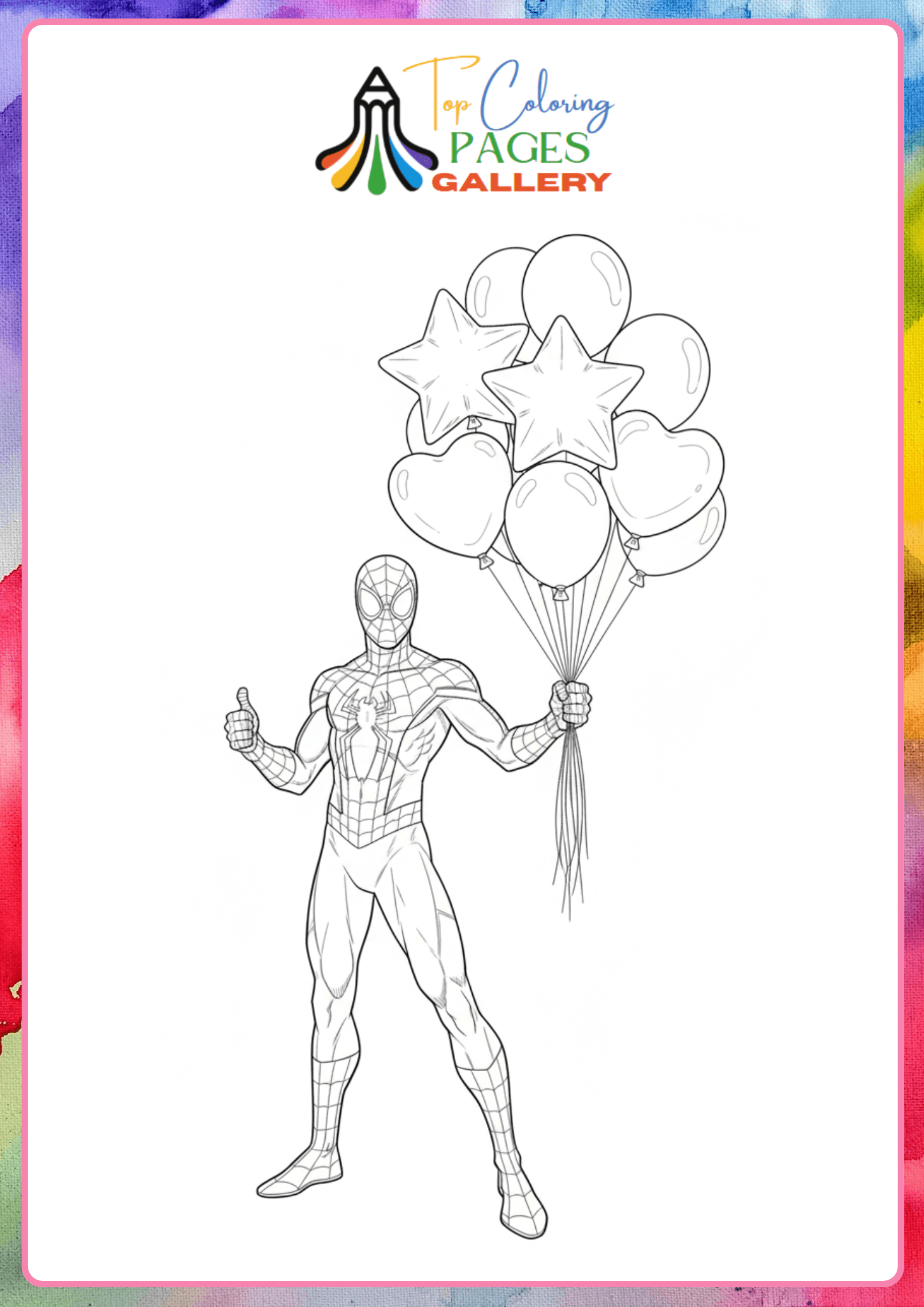 spiderman with baloons coloring pdf