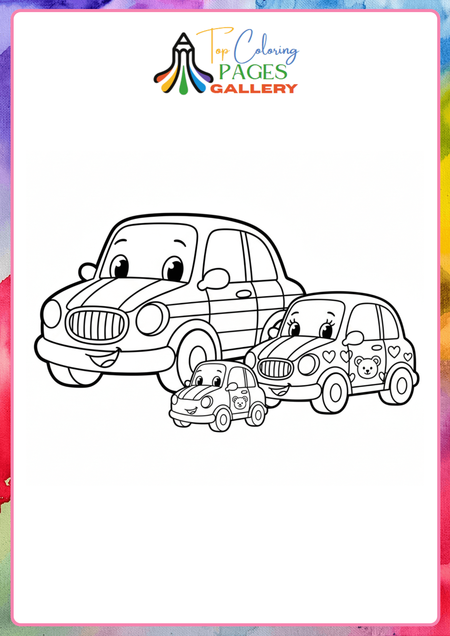 cute car with family coloring pdf