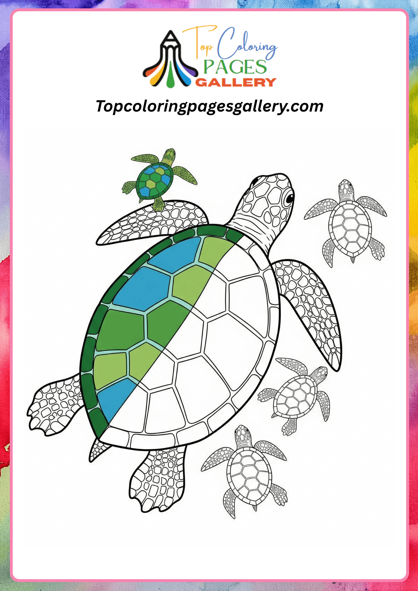 turtle swimming coloring page