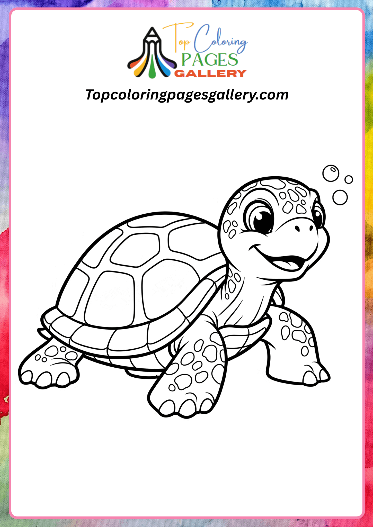 cute turtle coloring for kids