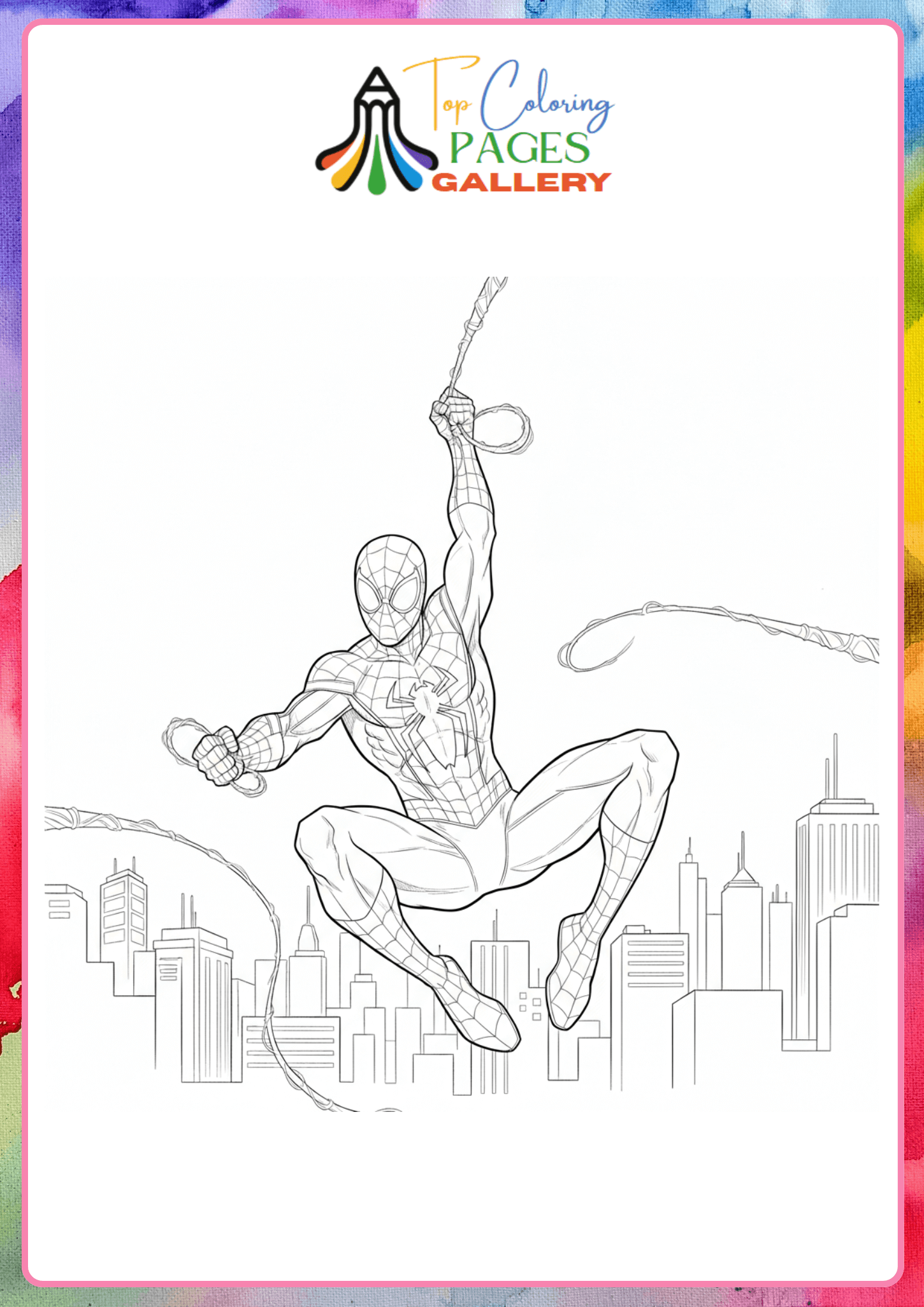 spiderman hanging coloring pdf