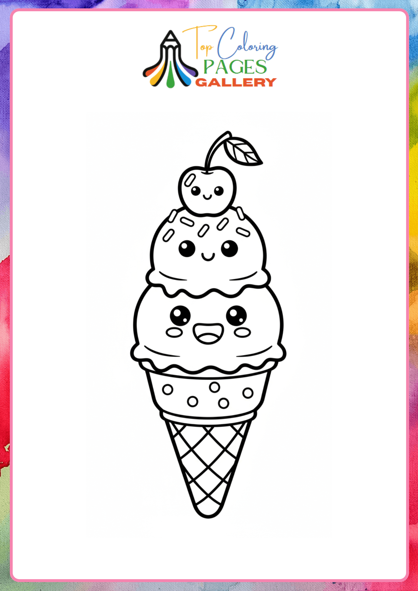 realistic icecream coloring sheet