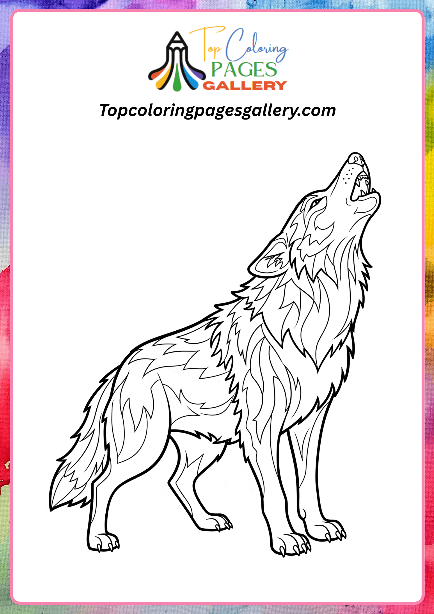 howling wolf coloring page