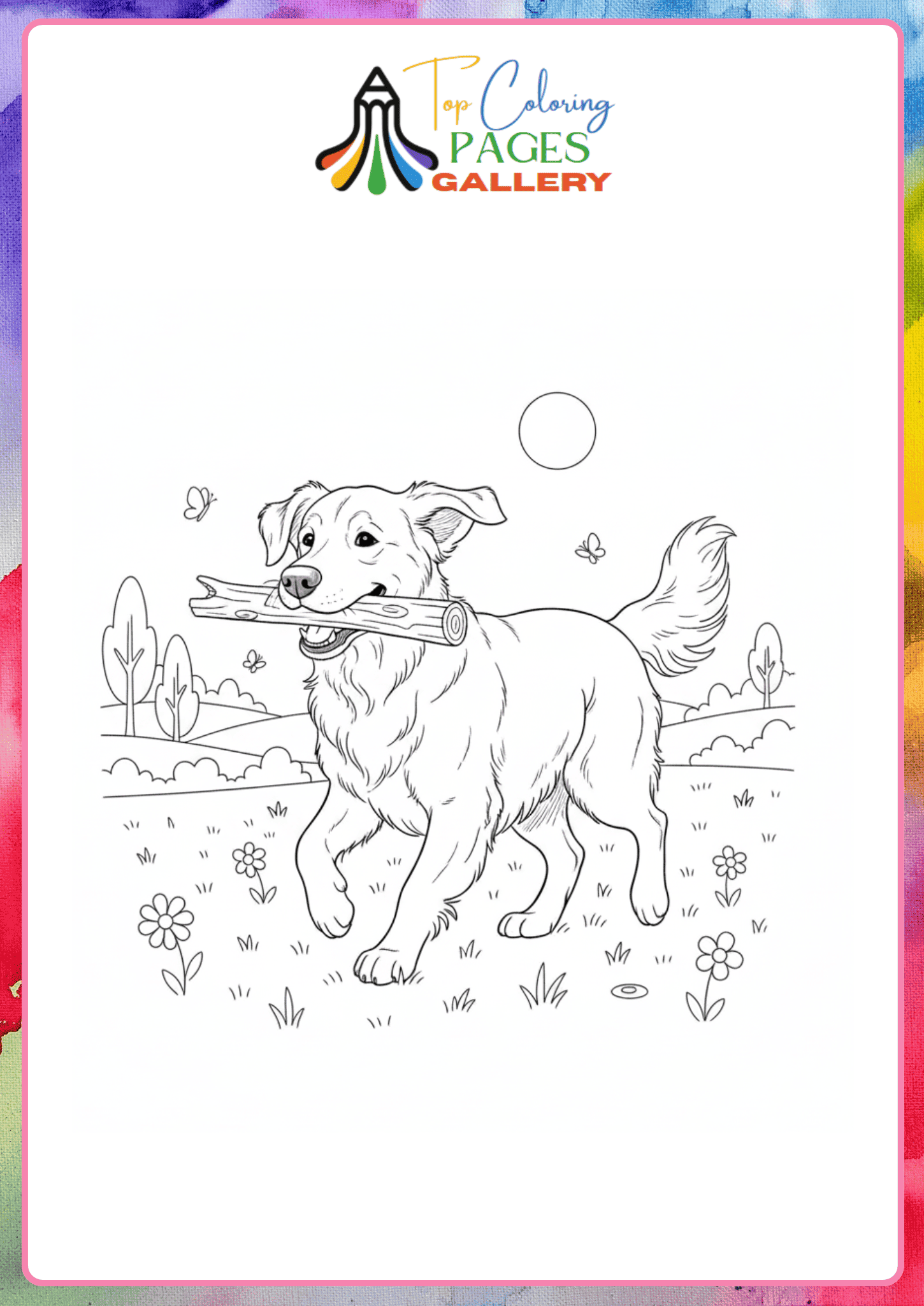 cute dog is running coloring page