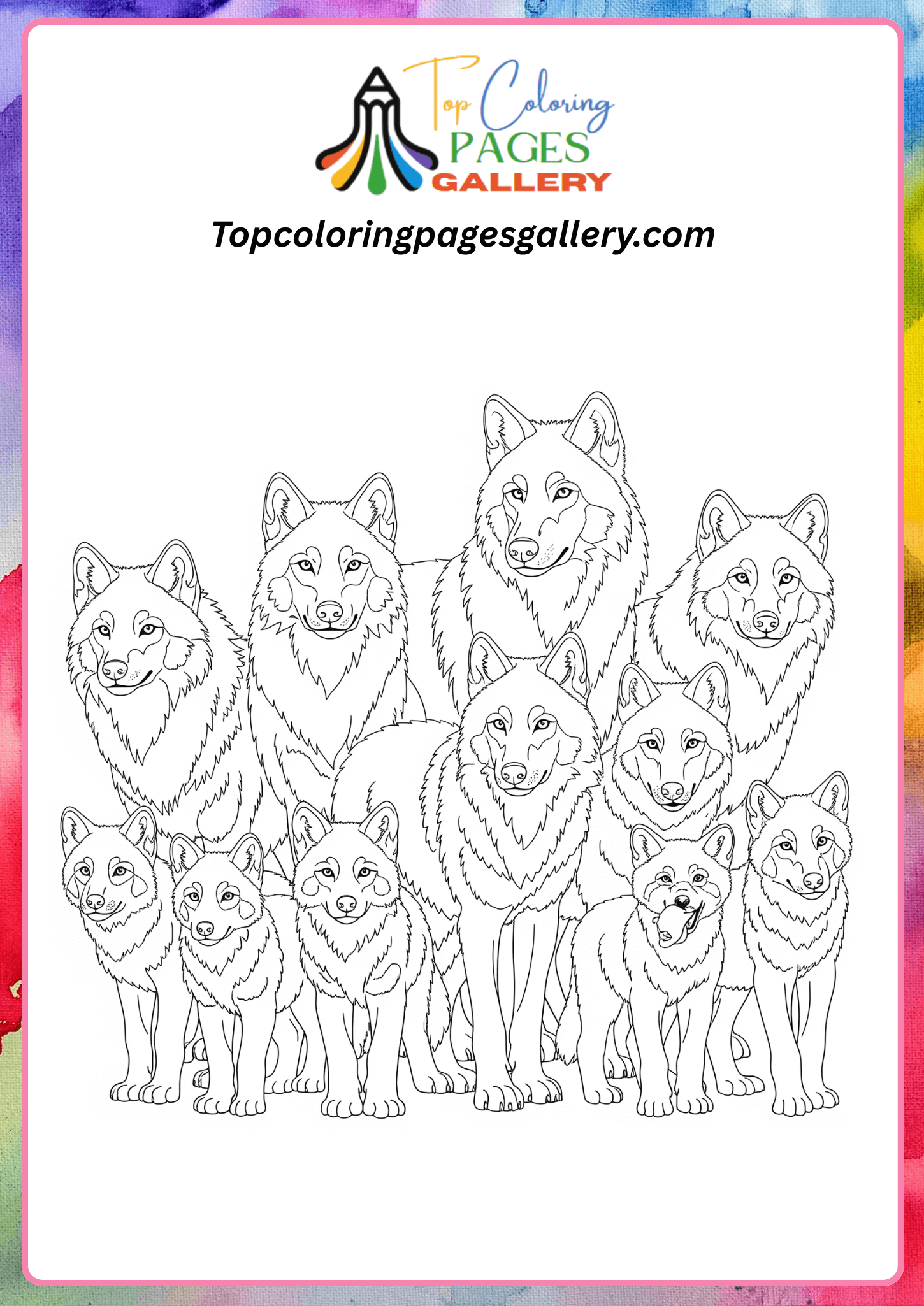 pack of wolves coloring page
