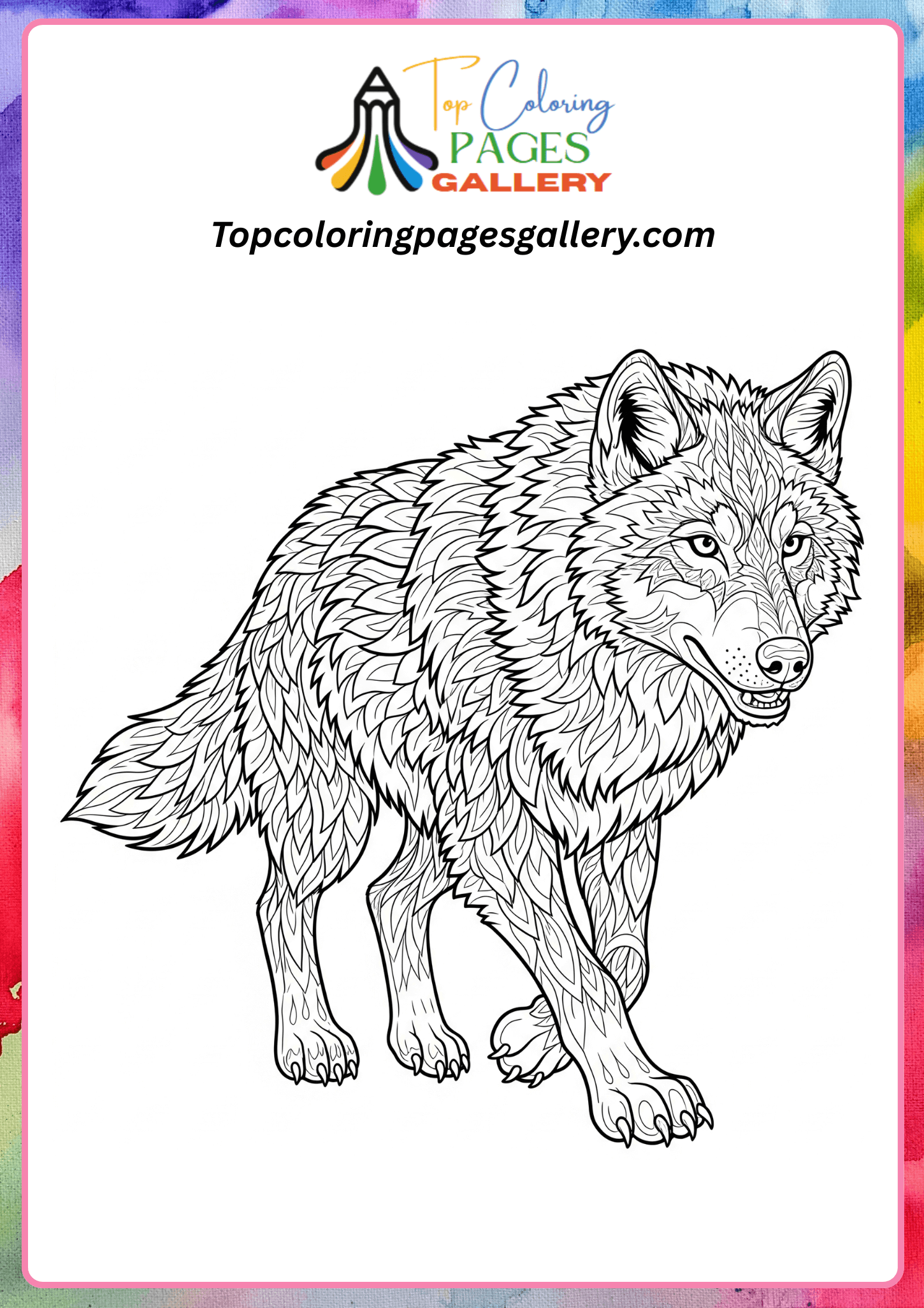 realistic wolf coloring page