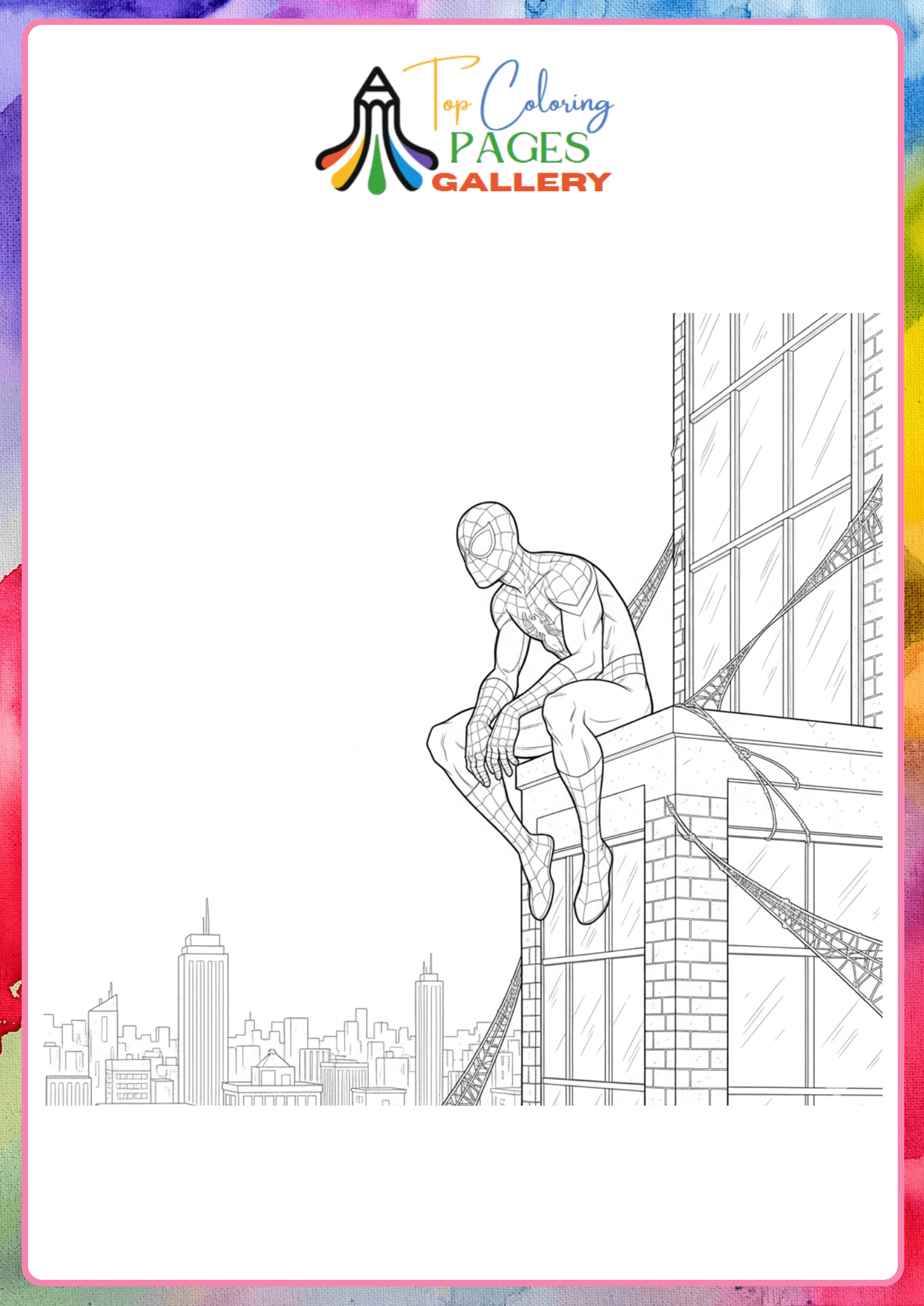 spiderman sitting coloring page