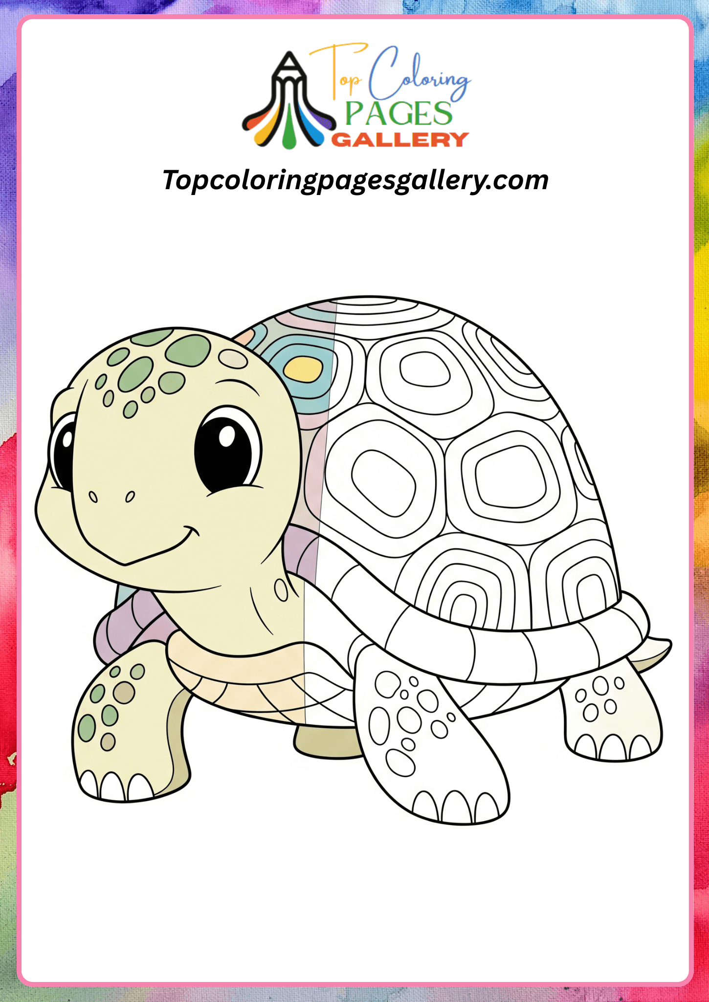 turtle coloring page colored