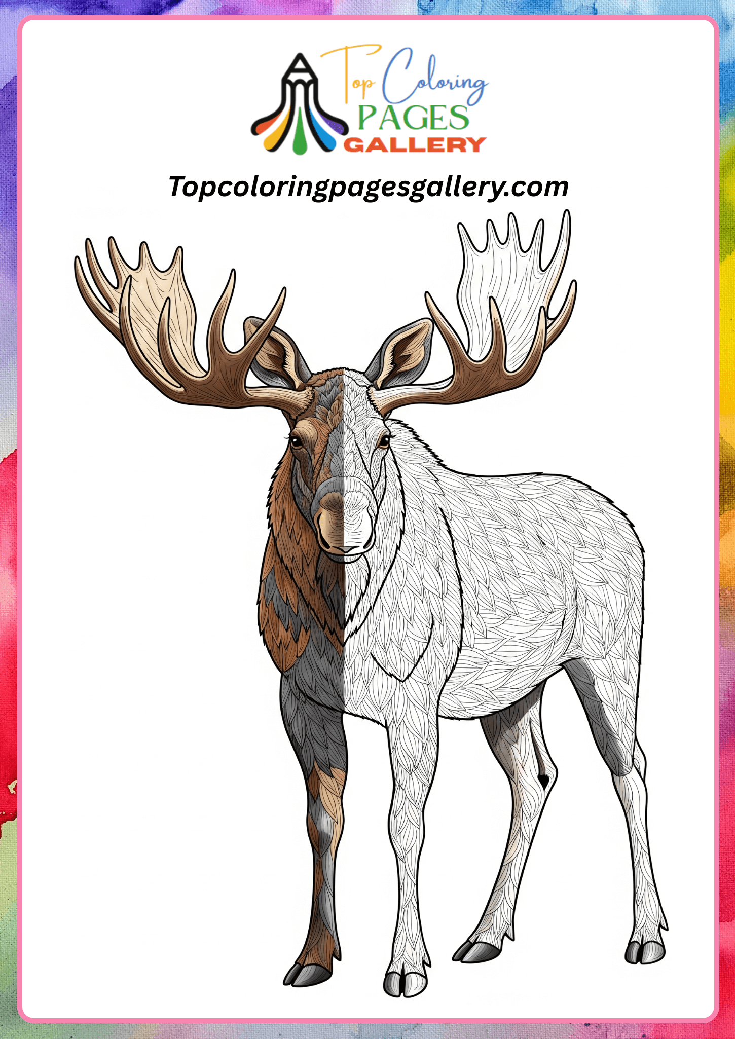 realistic moose coloring page